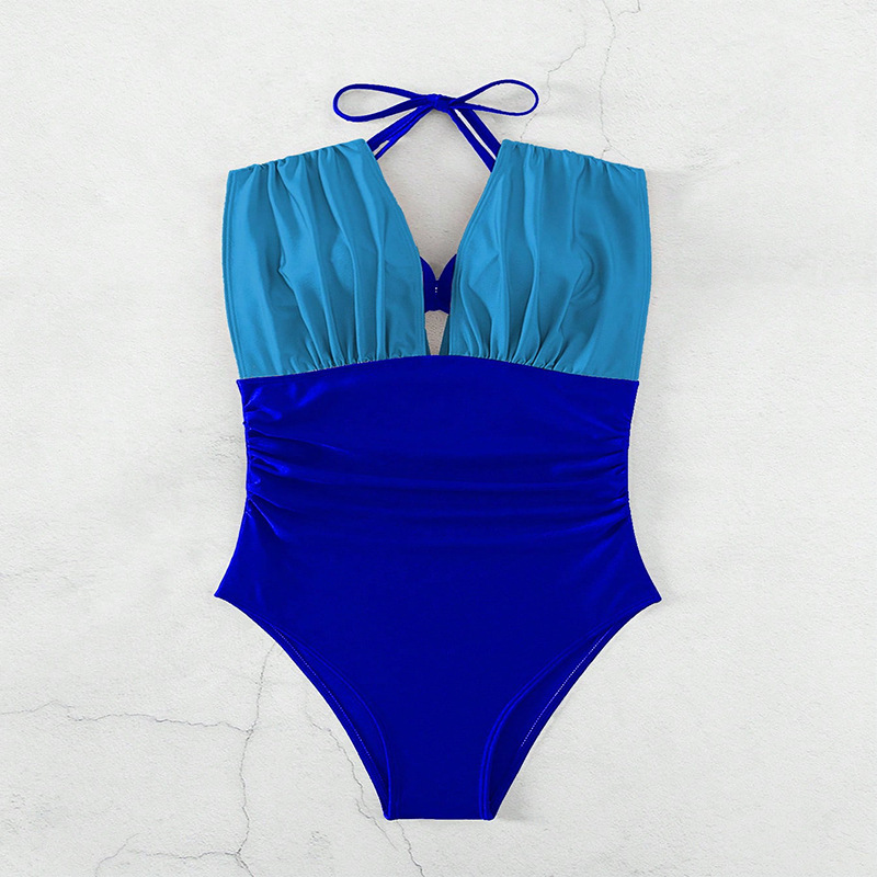 Women's Sexy Contrast Color V-Neck Women's Sexy One-Piece Swimsuit