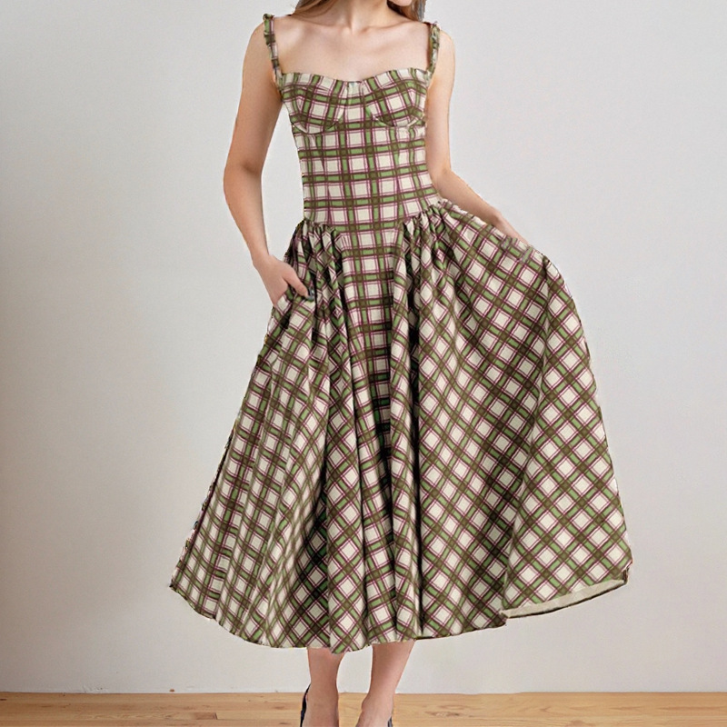 Women Spring Elegant French Retro Strap Dress