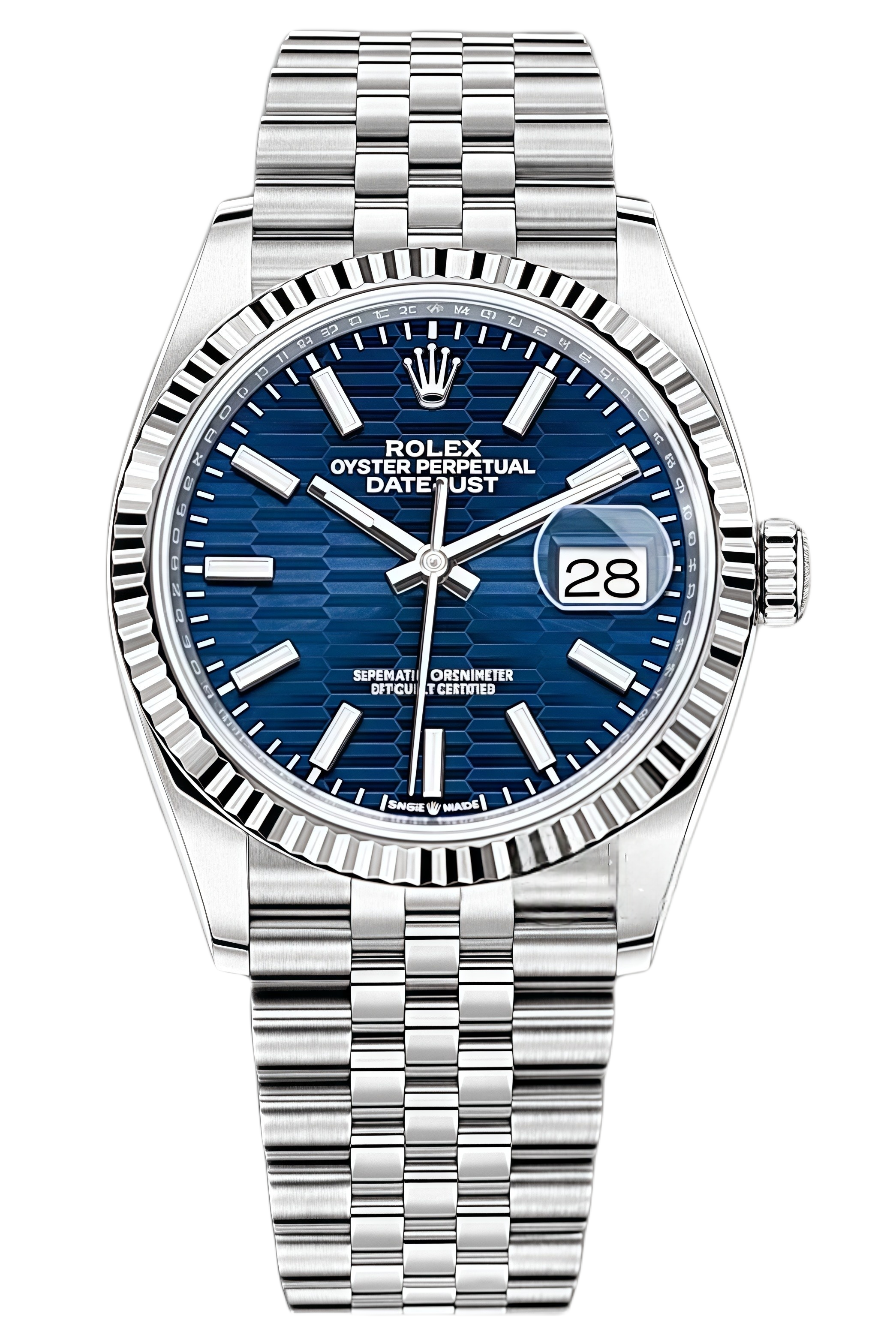 Rolex Datejust 36mmSuper Clone Swiss ReplicaWatch  Blue Fluted Dial Ref 126234 3235 Swiss Movement