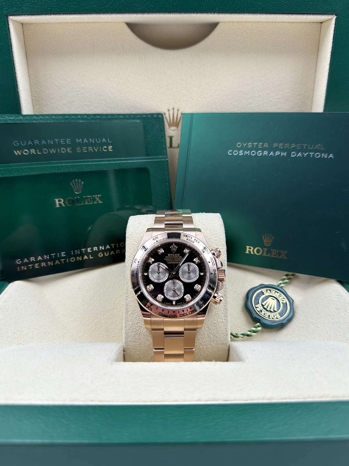Rolex Daytona M126505-0002 Super Clone �C Everose Gold 40mm Black Dial Swiss Replica