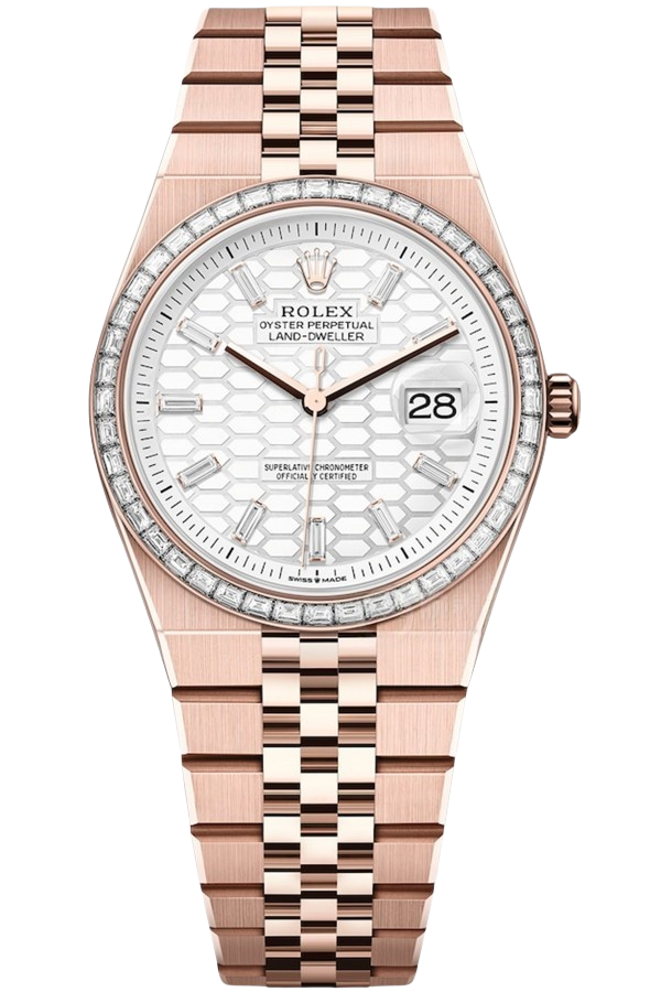 Rolex Land-Dweller 36mm Ref. M127285TBR-0002 Super Clone Watch �C Diamond Bezel Rose Gold Replica