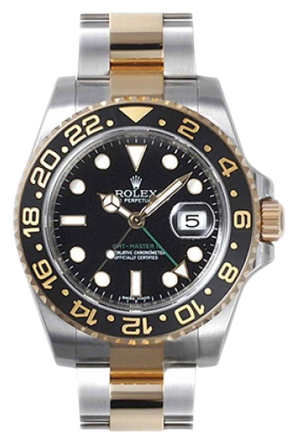 Rolex GMT-Master II Black Dial Super Clone Swiss Replica Watch Ref 116713-LN-78203 Two-Tone Steel & Yellow Gold