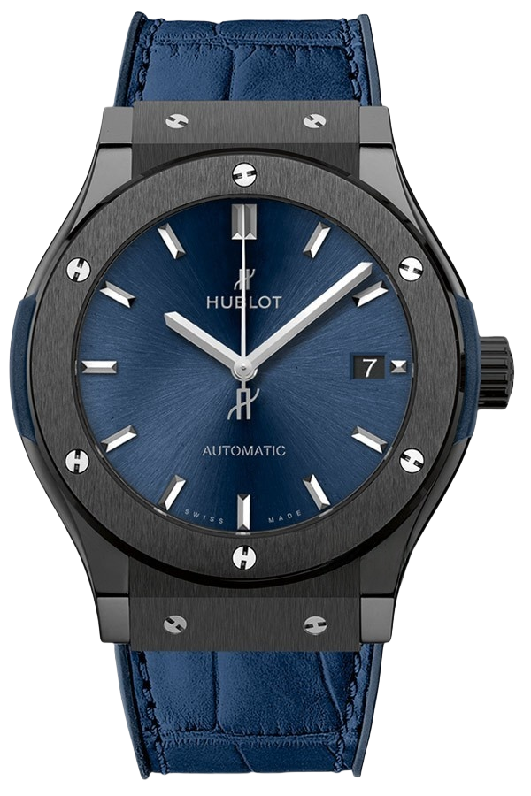 Hublot Classic Fusion Ref. 511.CM.7170.LR Super Clone Watch – Titanium Ceramic Black Dial Leather Strap Fake Replica