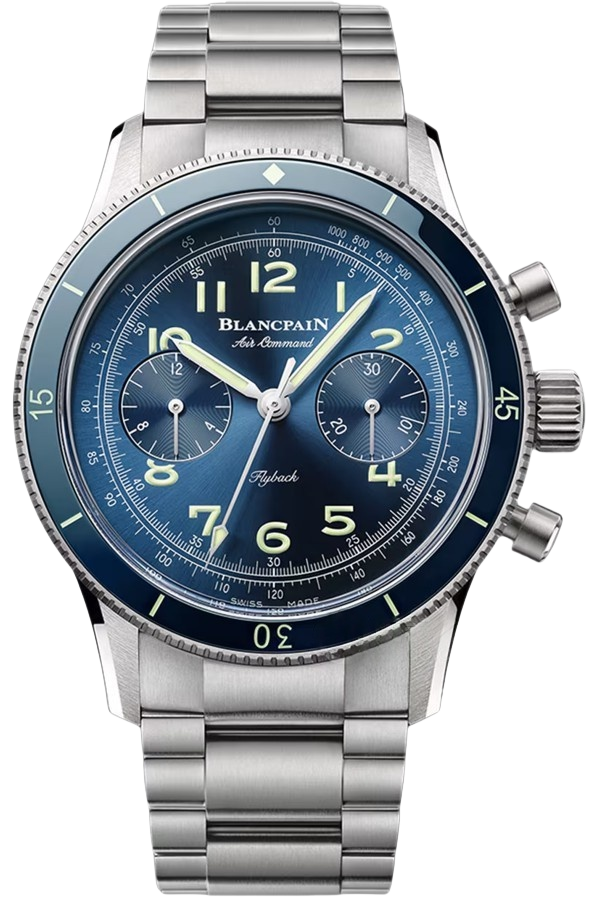 Blancpain Air Command Ref. AC02-12B40-98S Super Clone Watch – Titanium Blue Dial Flyback Chronograph Fake Replica