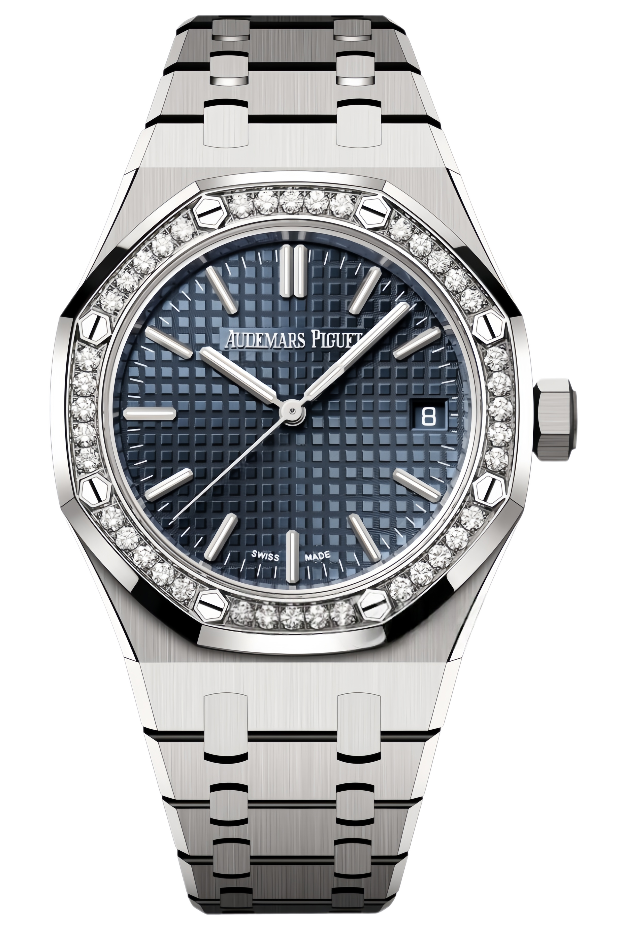 Audemars Piguet Royal Oak Ref. 15551ST.ZZ.1356ST.05 Super Clone Watch – 37mm Stainless Steel Case Diamond Bezel Silver Dial Swiss Replica