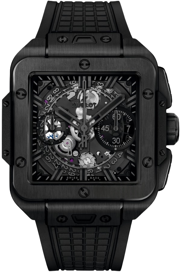 Hublot Square Bang Unico Ref. 821.CX.0140.RX Super Clone Watch – Carbon Fiber Skeleton Dial Rubber Strap Fake Replica