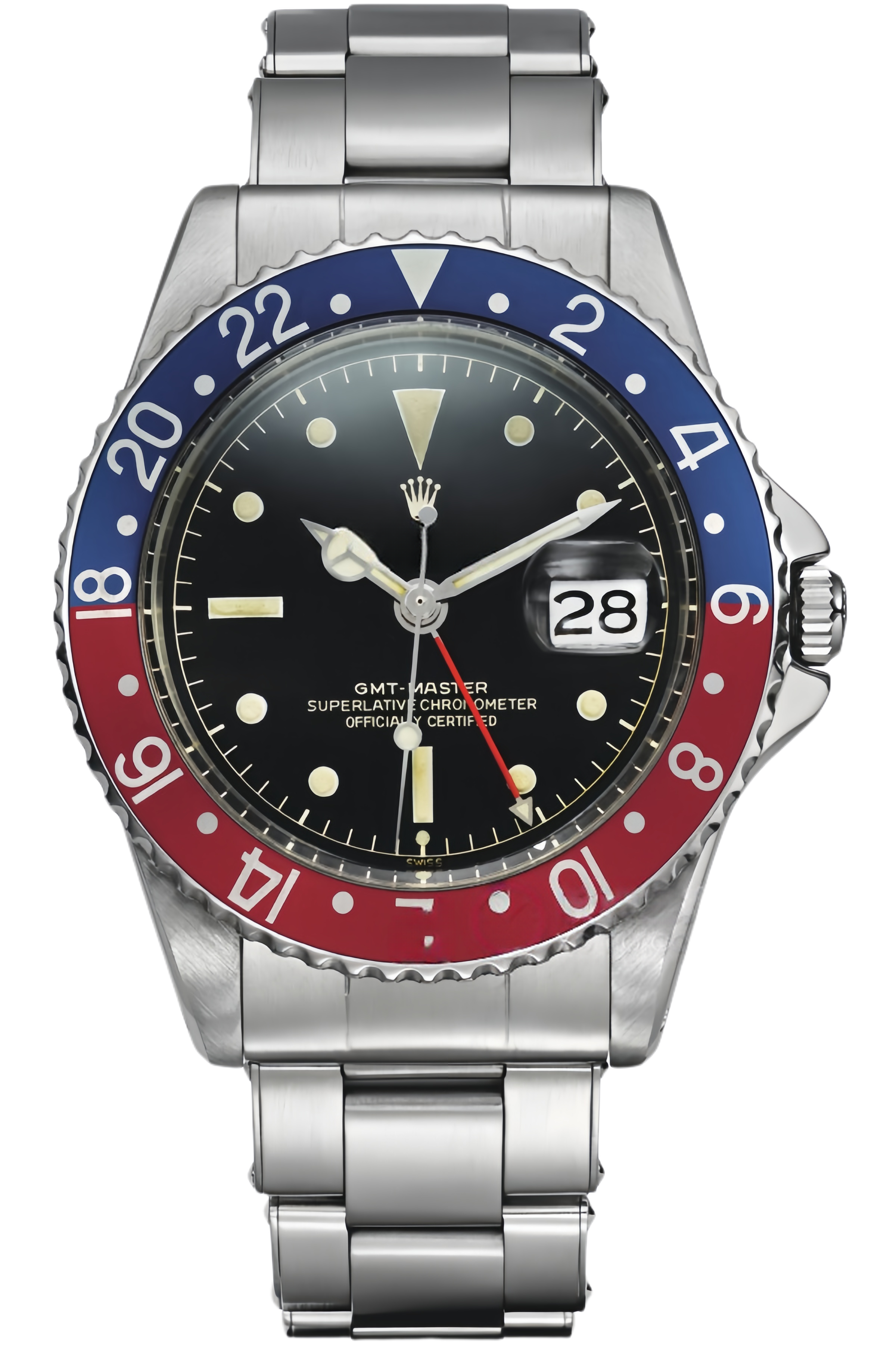 Vintage Rolex GMT-Master Gilt Dial Super Clone Swiss Replica Watch Ref 18JDM-001 (1959 Pepsi Bezel Edition)