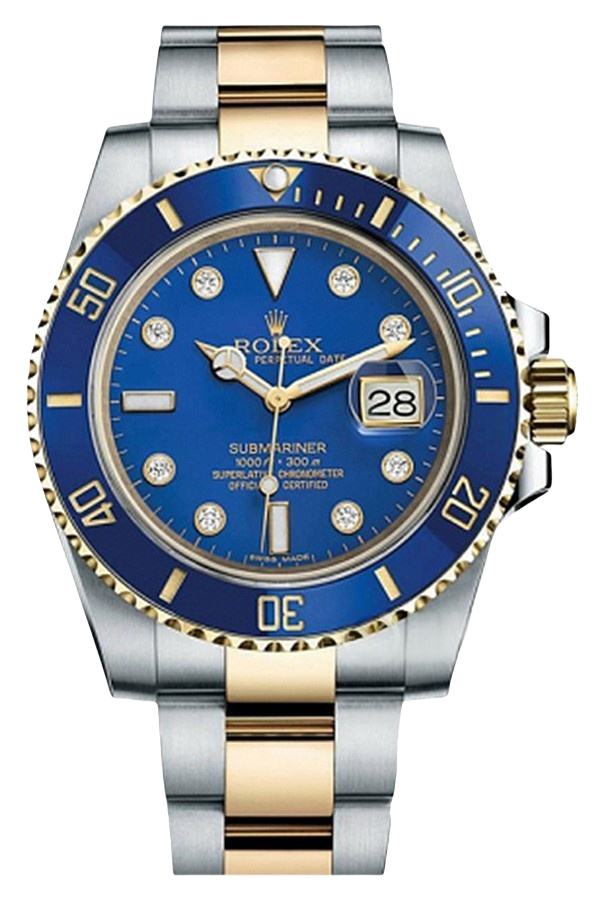 Rolex Submariner Blue Dial Super Clone Swiss Replica Watch ��Two-Tone Bluesy�� Ref 116613LB-0003 Gold & Steel Oyster Bracelet