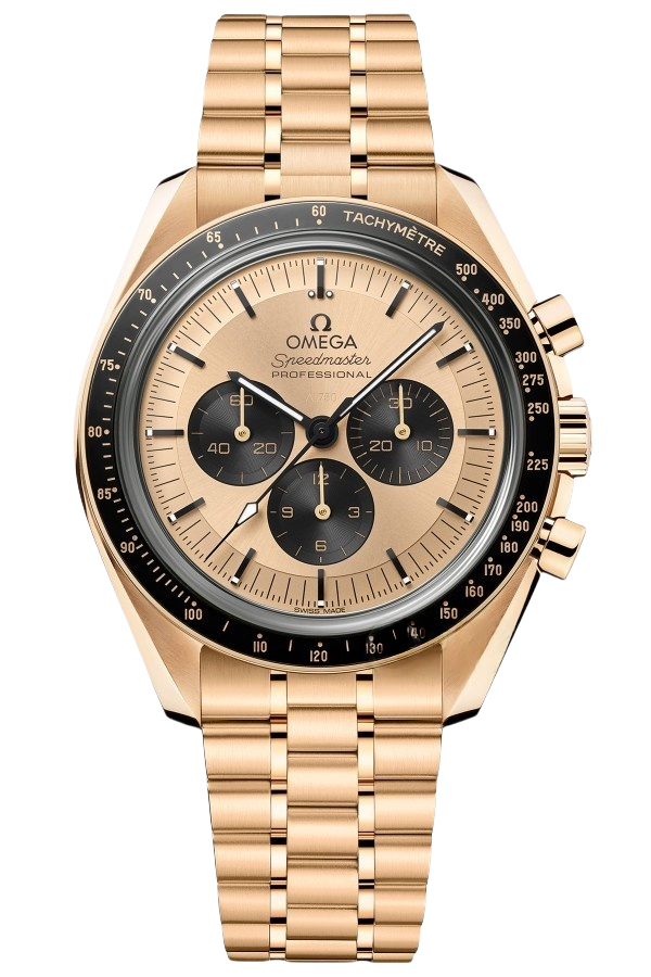 Omega Speedmaster Ref. 310.60.42.50.99.002 Super Clone Watch – Gold Dial Full Gold Bracelet Fake Replica