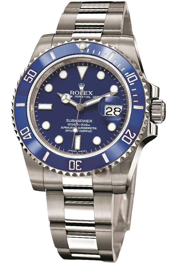 Rolex Submariner Blue Dial Super Clone Swiss Replica Watch ��Smurf�� Ref 116619LB-97209 White Gold Look Oyster Bracelet