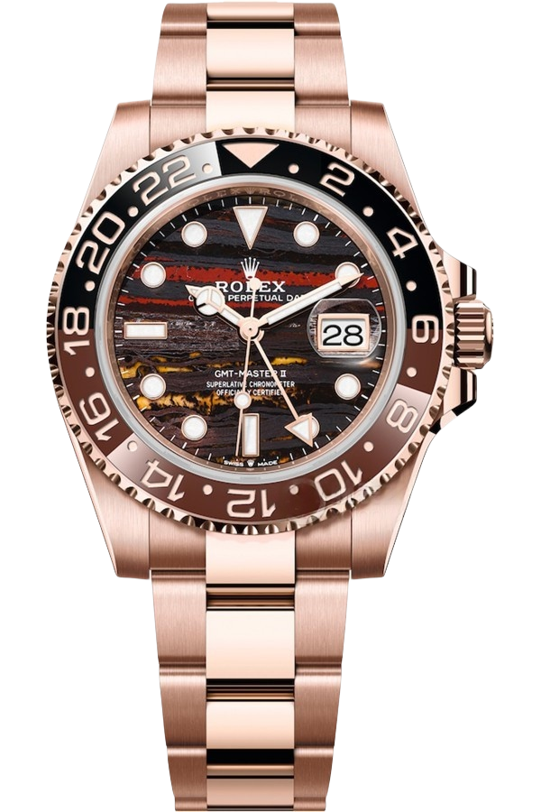 Rolex GMT-Master II Black Dial Super Clone Swiss Replica Watch ��Root Beer�� Ref M126715CHNR-0002 Everose Gold Oyster Bracelet