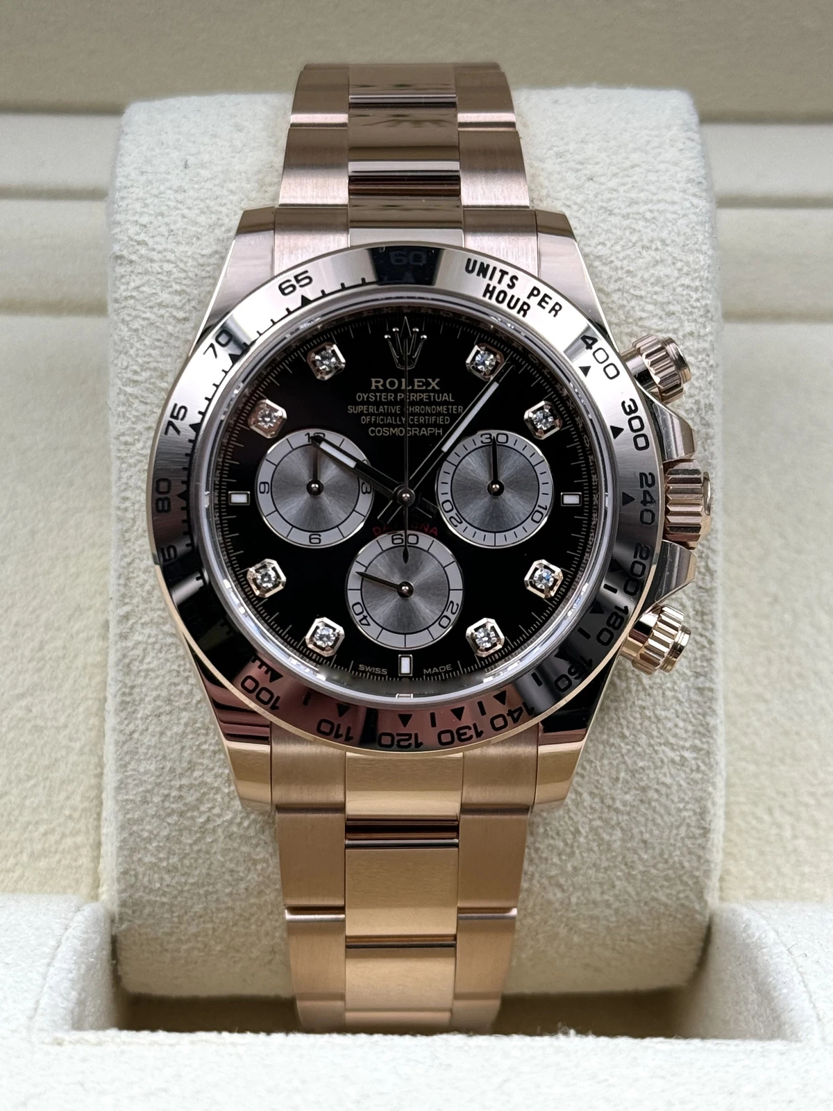 Rolex Daytona M126505-0002 Super Clone �C Everose Gold 40mm Black Dial Swiss Replica
