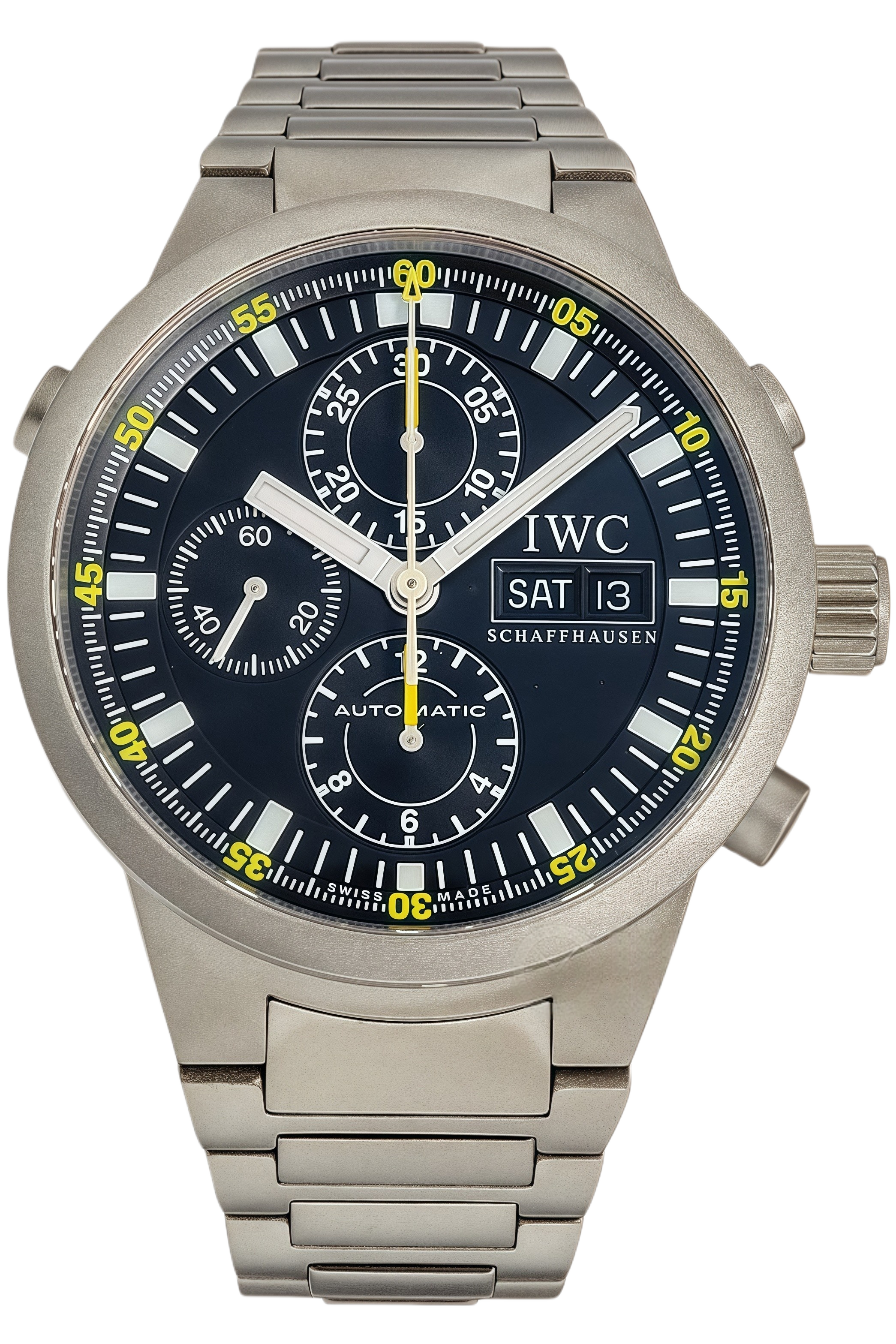 IWC GST Chronograph Rattrapante Ref. IW371503 Super Clone Watch – Stainless Steel Black Dial Split-Seconds Chronograph Fake Replica