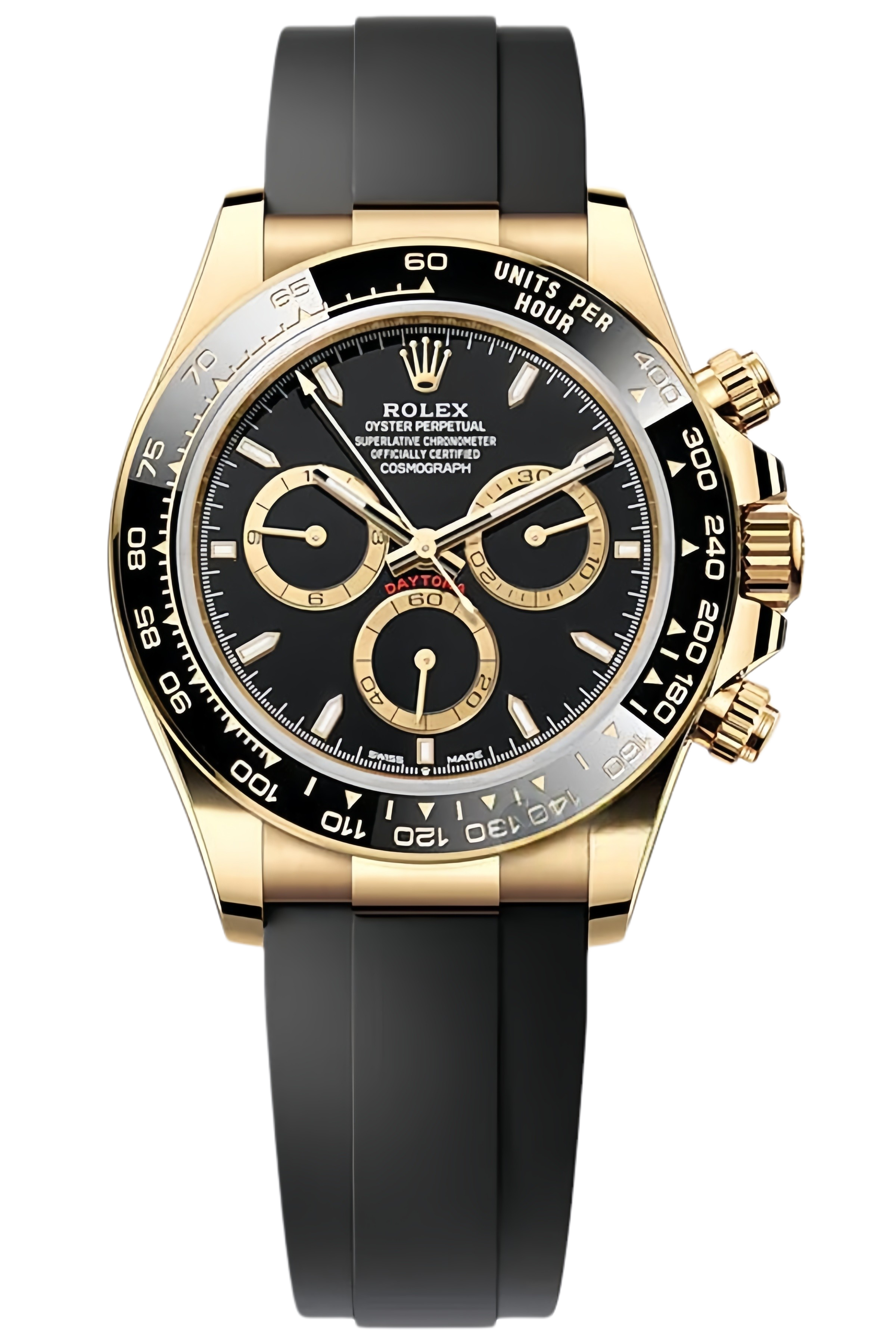 Rolex Daytona M126518LN-0008 Super Clone �C Black Dial & Yellow Gold with Oysterflex
