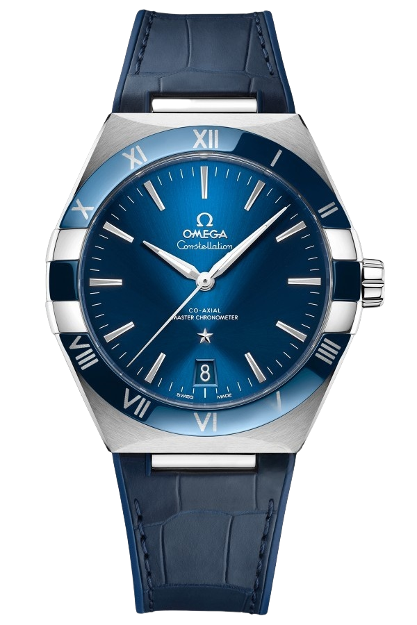 Omega Constellation Ref. 131.33.41.21.03.001 Super Clone Watch – Blue Dial Leather Strap Fake Replica