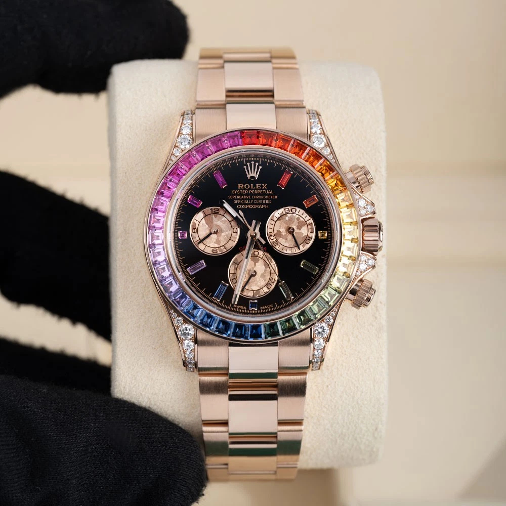 Rolex Daytona Rainbow Ref. 116595 RBOW Super Clone �C 40mm Everose Gold Swiss Replica