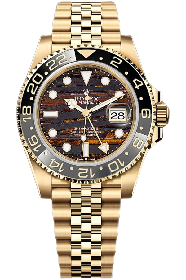 Rolex GMT-Master II Black Dial Super Clone Swiss Replica Watch Ref 126718GRNR-0002 18k Yellow Gold Oyster Bracelet