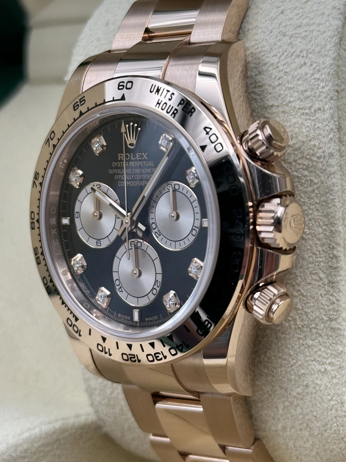 Rolex Daytona M126505-0002 Super Clone �C Everose Gold 40mm Black Dial Swiss Replica