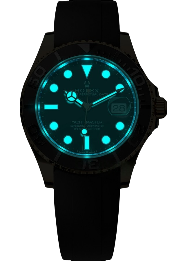 Rolex Yacht Master 18k Yellow Gold Super CloneSwiss Replica Watch OysterFlex Rubber Strap Ref 226658-3235 Swiss Movement