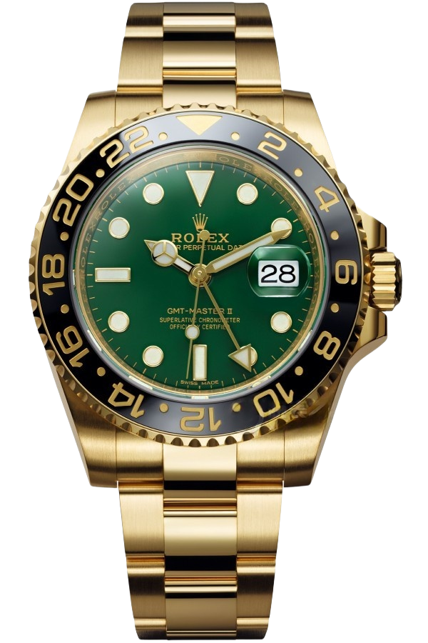 Rolex GMT-Master II Black Dial Super Clone Swiss Replica Watch Ref M116718LN-0002 18K Yellow Gold Oyster Bracelet