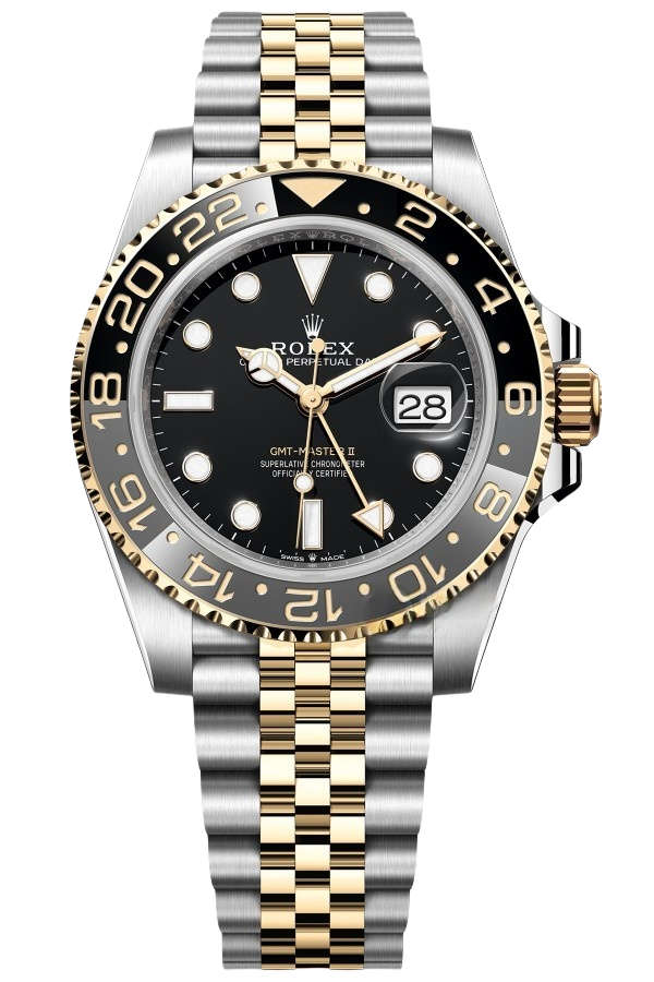 Rolex GMT Master ll 2023 Two ToneJubilee Bracelet Super Clone SwissReplica Watch Ref 126713GRNR3285 Swiss Movement