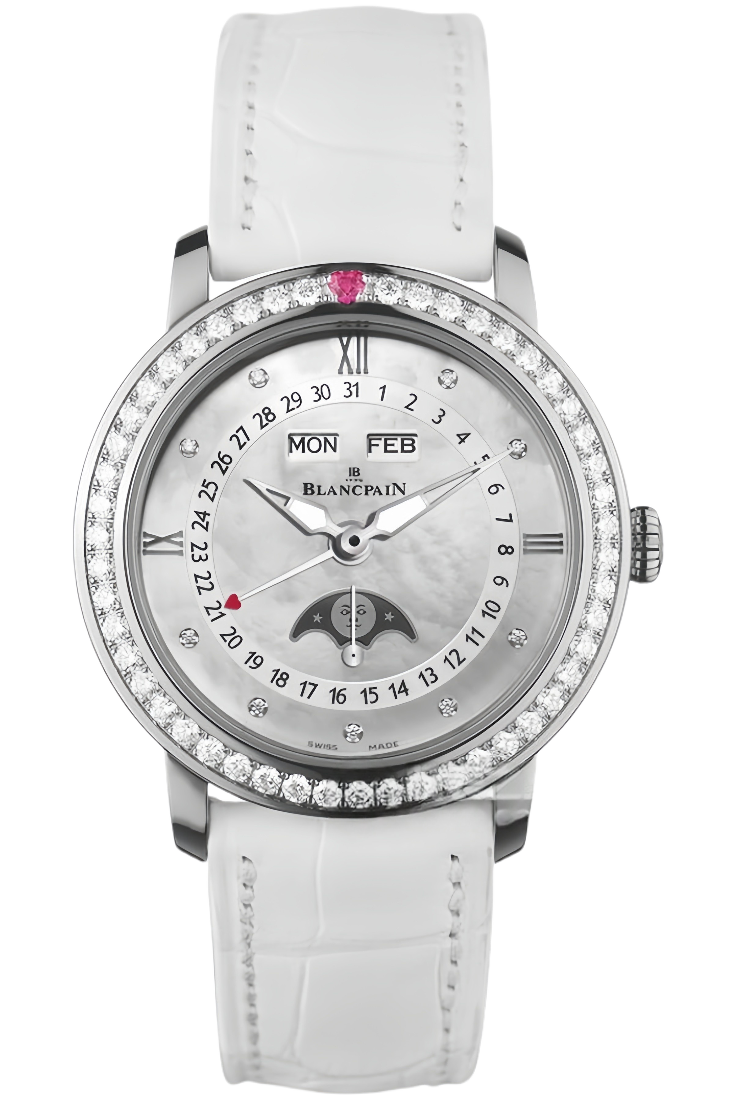 Blancpain Valentine’s Day Ref. 3663-4654-55B Super Clone Watch – White Gold Diamond Heart Dial Ladies Fake Replica