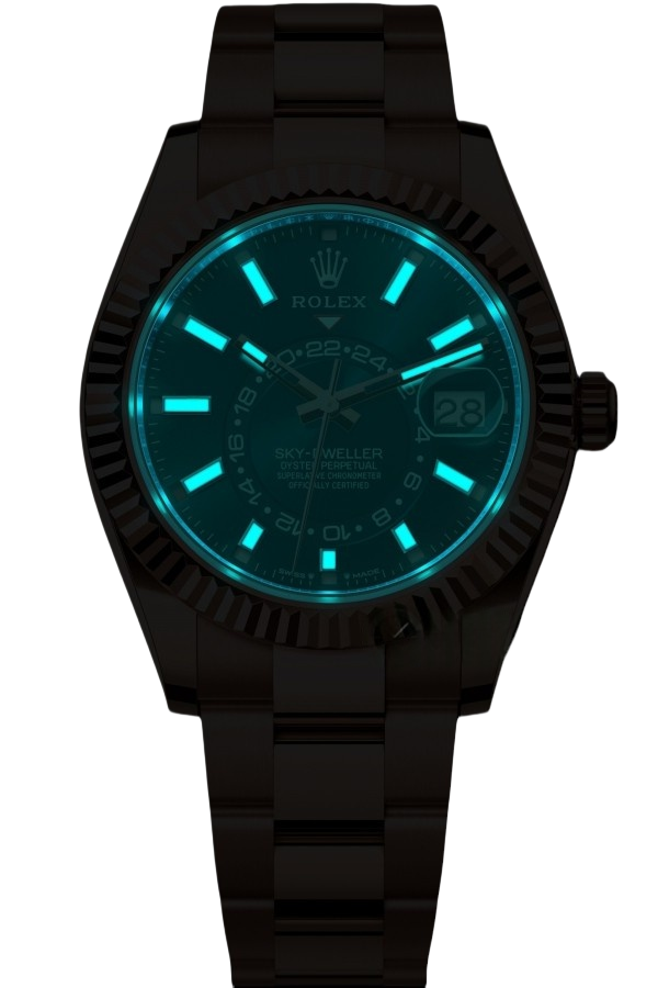 Rolex Sky-Dweller Blue Dial Super Clone Swiss ReplicaWatch 18k Rose Gold Oyster Bracelet Ref 336935 9002 Swiss Movement