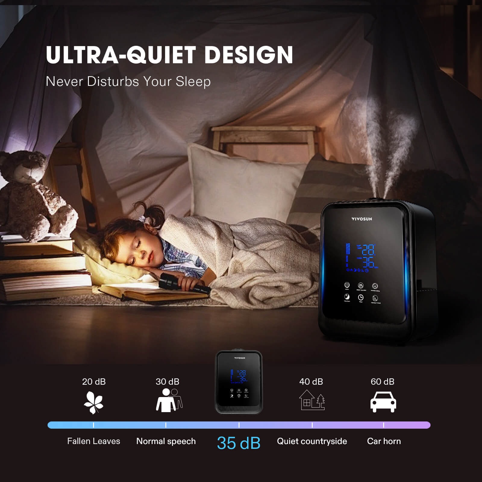 VIVOSUN Air Humidifier 4.5L 2-in-1 Cool & Warm Mist Humidifier, Indoor Ultrasonic Humidifier with Essential Oil Box & Remote Control for Bedrooms, Offices, Plants, Babies, Dryness, and Skincare