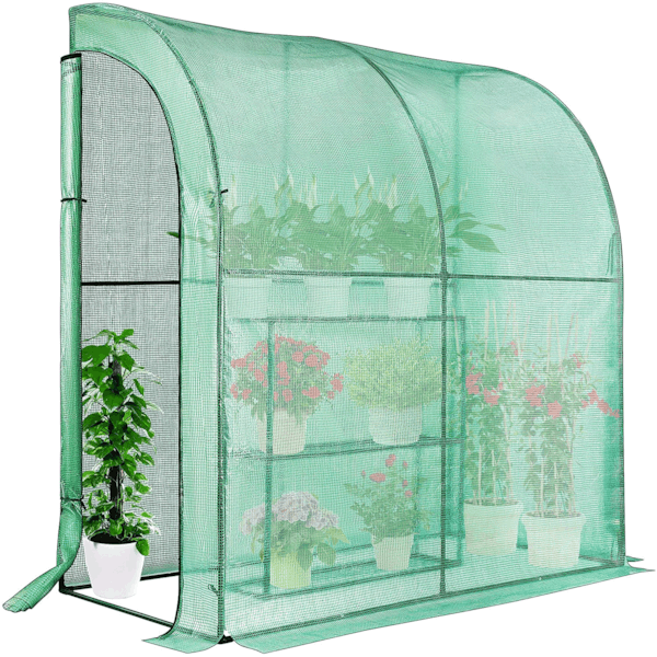 VIVOSUN Mini Lean-to Greenhouse, 39x79x83-Inch Portable Wall with PE Cover and Shelf for Compact Garden