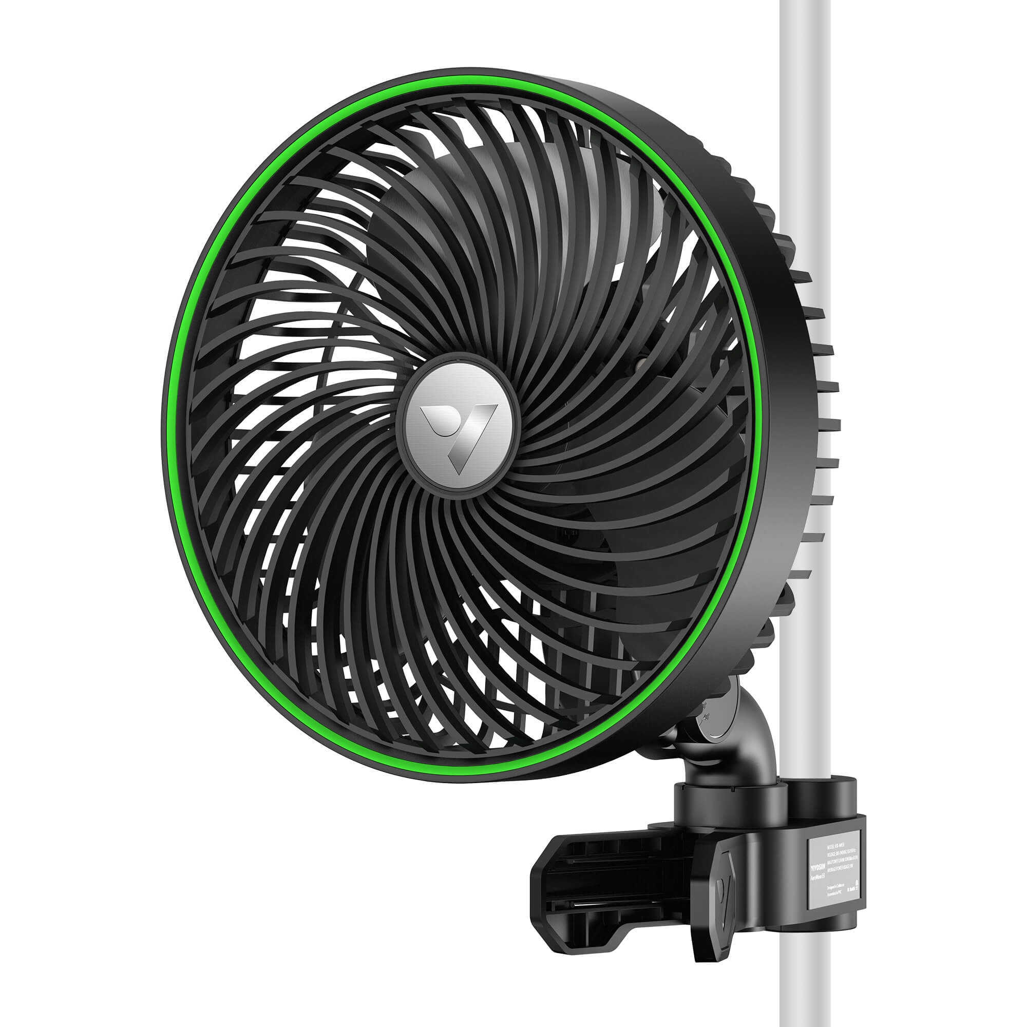 AeroWave E6 Clip-on Fan, EC Motor, Auto Oscillation Fan, Air Circulator For Grow Tent, Green, 2 Pack