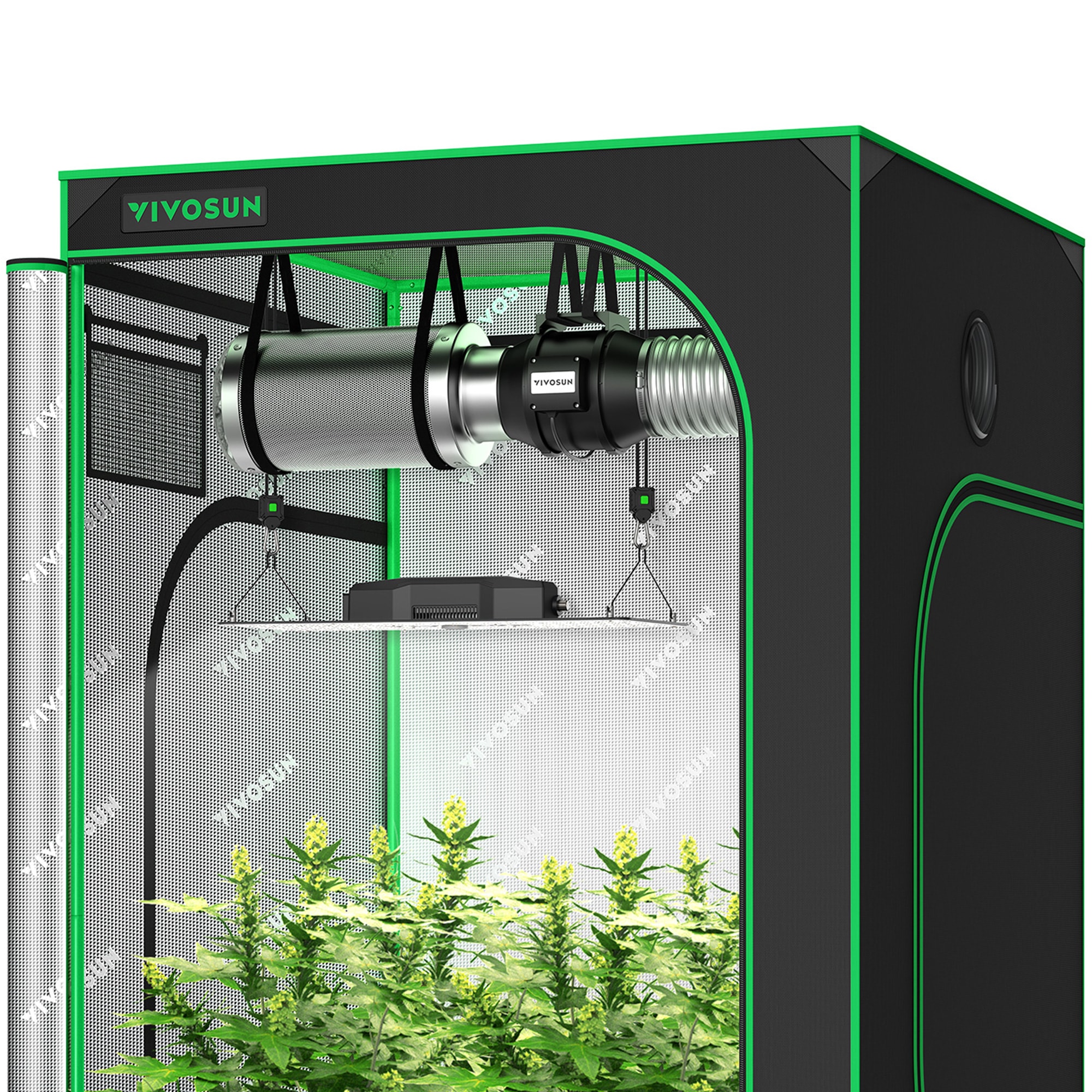 VIVOSUN GIY 4 x 4 ft. Basic Grow Kit Grow Tent Kit Hydroponic Indoor Growing Systemwith VS2000 LED Grow Light, 48" x 48" x 80"