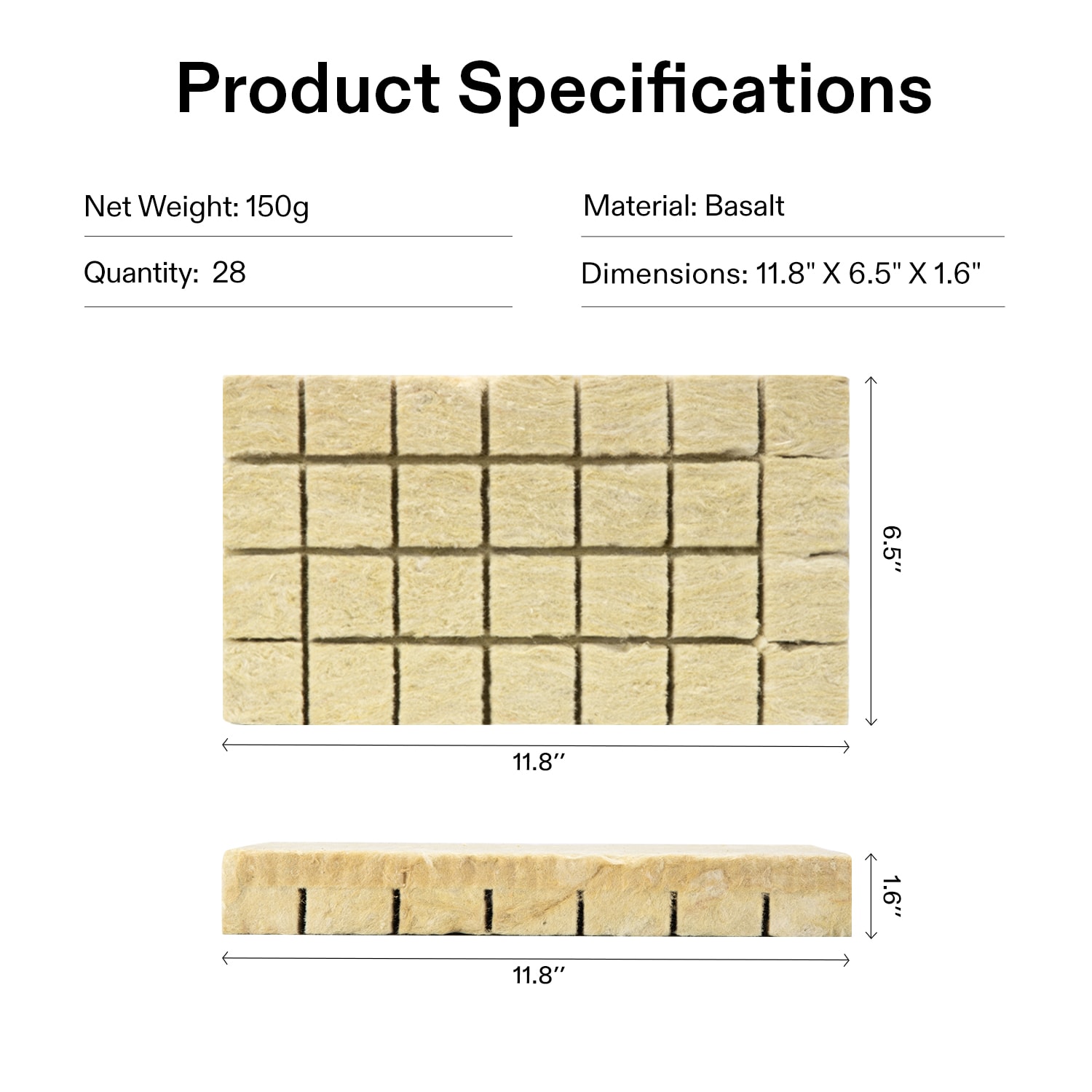 1.6" Rockwool Grow Cubes, 4 Sheets of 112 Plugs