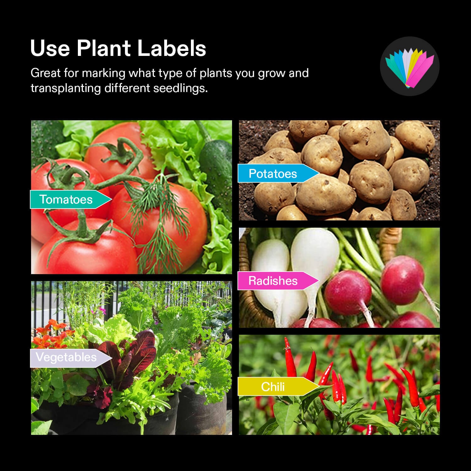 VIVOSUN 1 Gallon Grow Bags 5-Pack Black Thickened Nonwoven Fabric Pots with Handles