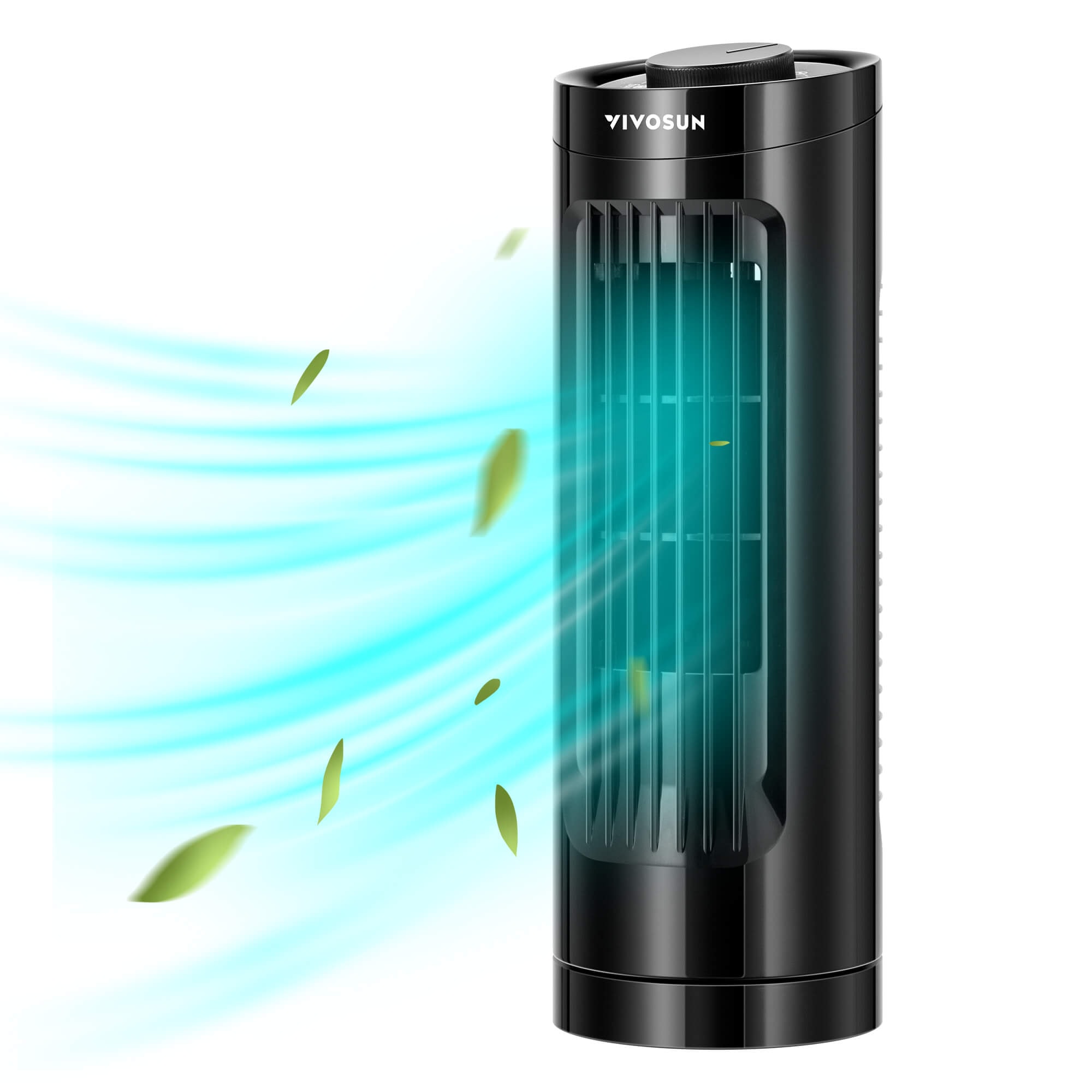 13'' Bladeless Table Tower Fan, with 3 Speeds and 70°Oscillation, Portable and Compact, Quiet Cooling Fan for Home and Office, Black