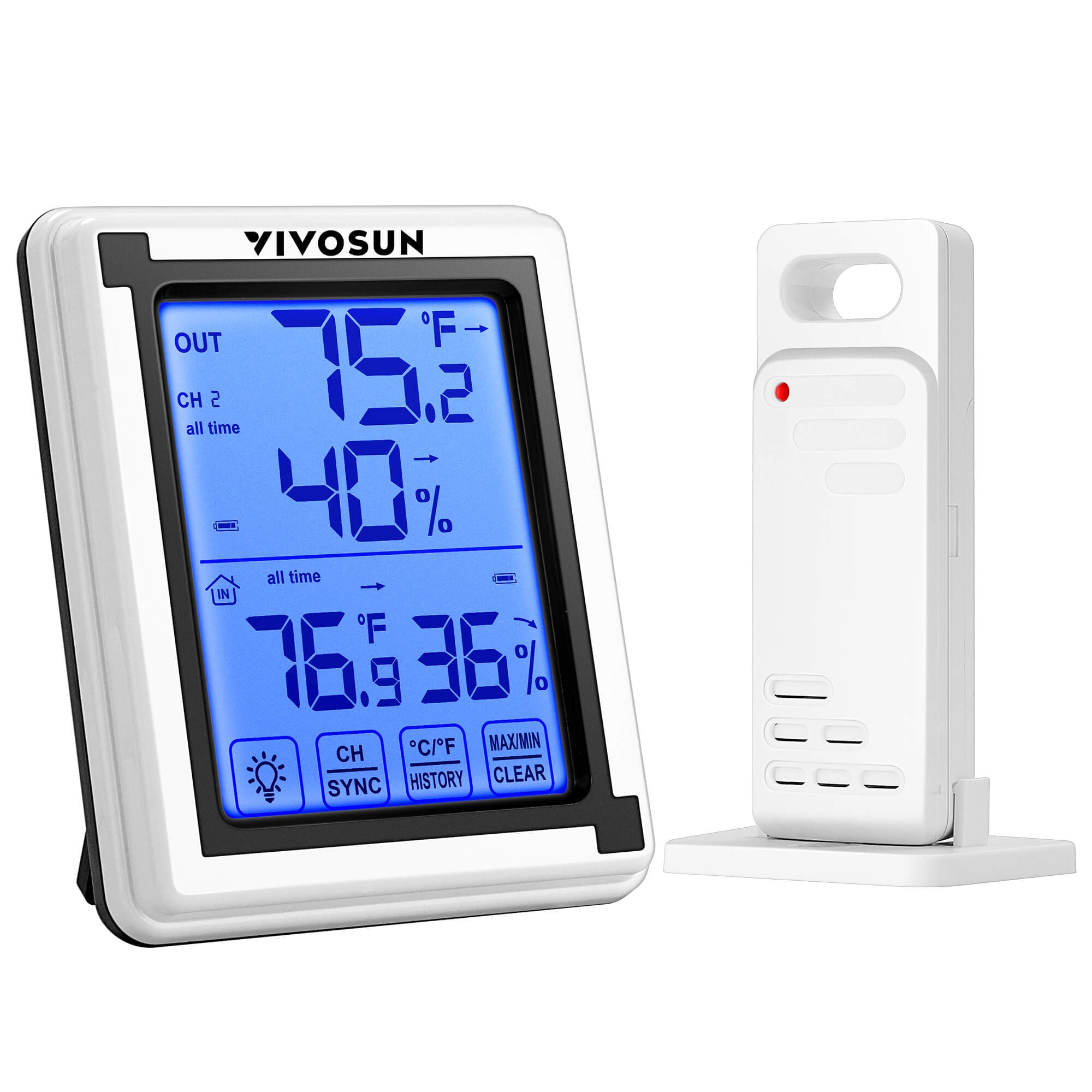 VIVOSUN Digital Hygrometer Indoor Outdoor Thermometer