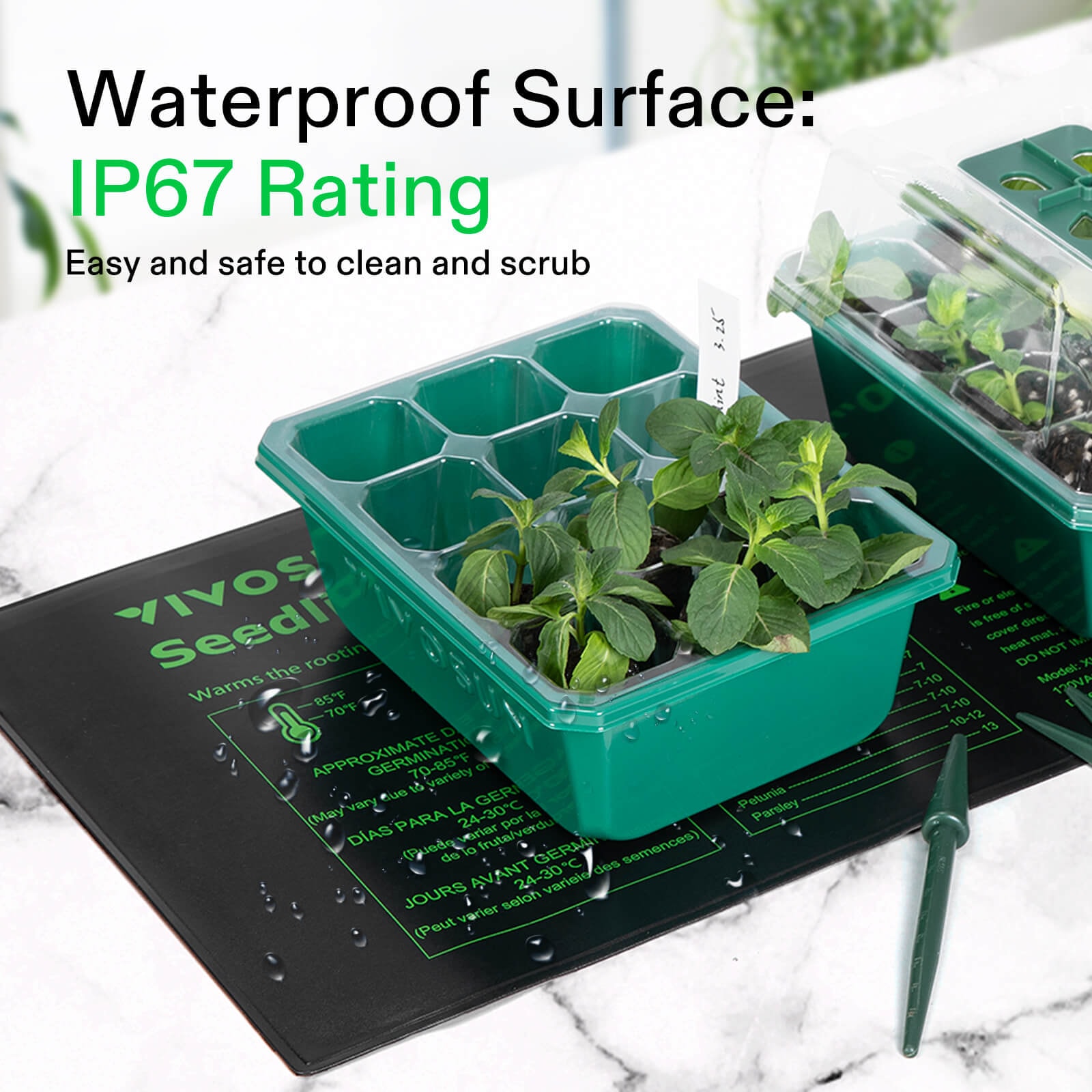 Seedling Combo w/ 10"x20.75" Heat Mat and 6-Pack Seed Starter Trays