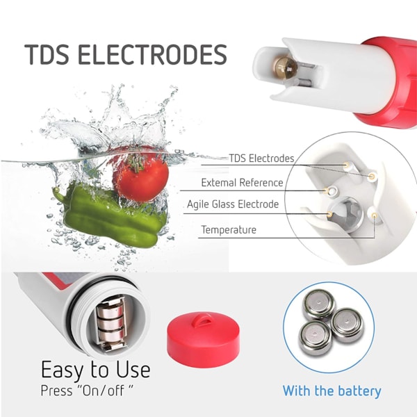VIVOSUN 4-in-1 Digital pH Meter with pH/TDS/EC/Temp Function, 0-14.0 pH Measurement Range, ±0.1 pH Accuracy Water Quality Tester for Hydroponics, Household Drinking, and Aquarium