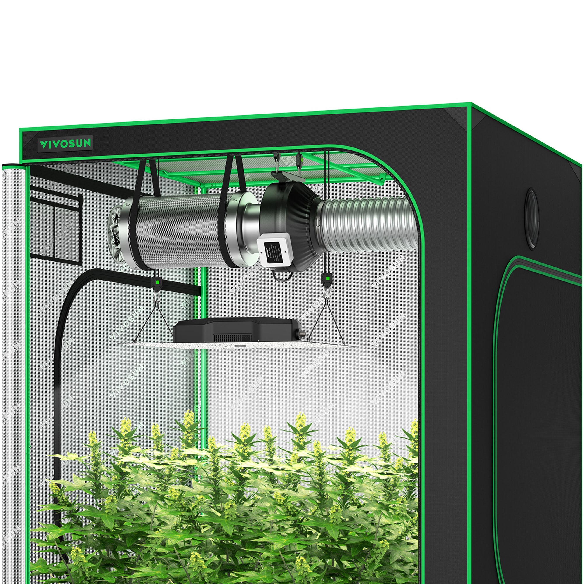 VIVOSUN GIY 5 x 5 ft Basic Grow Kit with VS4000 LED Light, 440CFM Inline Duct Fan, 6-Inch Carbon Filter