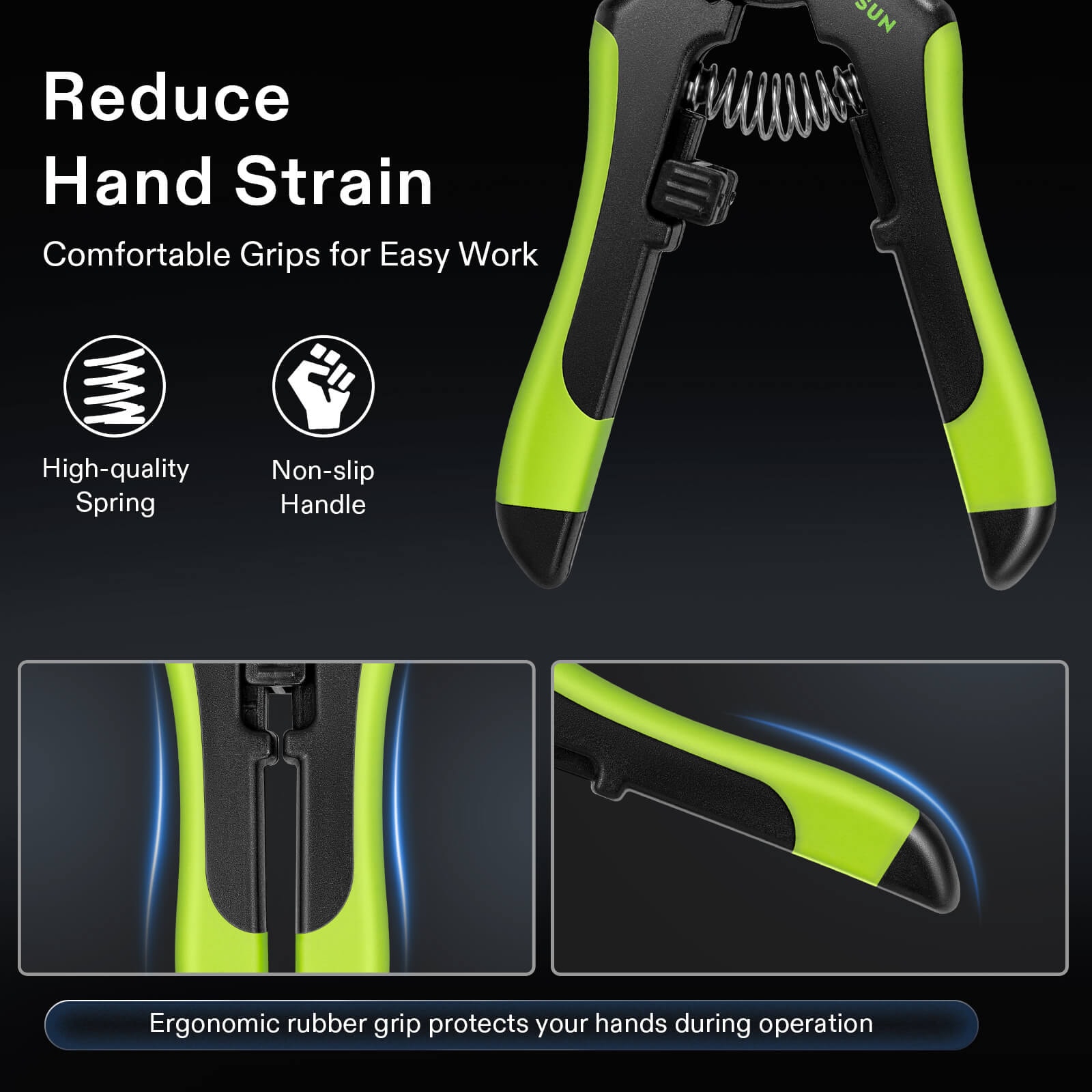 Gardening Hand Pruner Pruning Shear with Straight Stailess Steel Blades, Black-and-Green