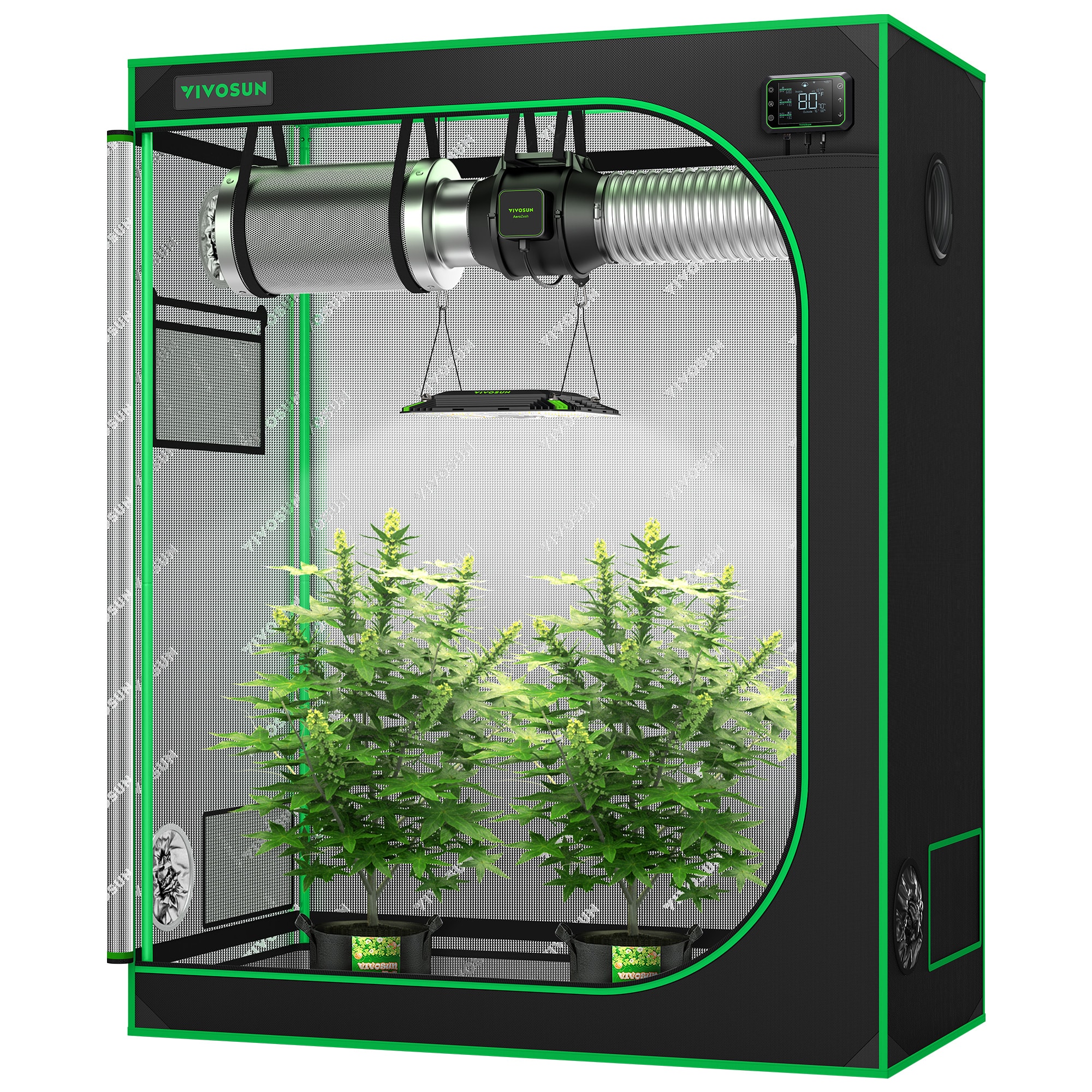 VIVOSUN GIY 4 x 2 ft. Smart Grow System Kit Grow Tent Kit Hydroponic Indoor Growing System with AeroLight 100W, AeroZesh Ventilation Combo, 48" x 24" x 60"