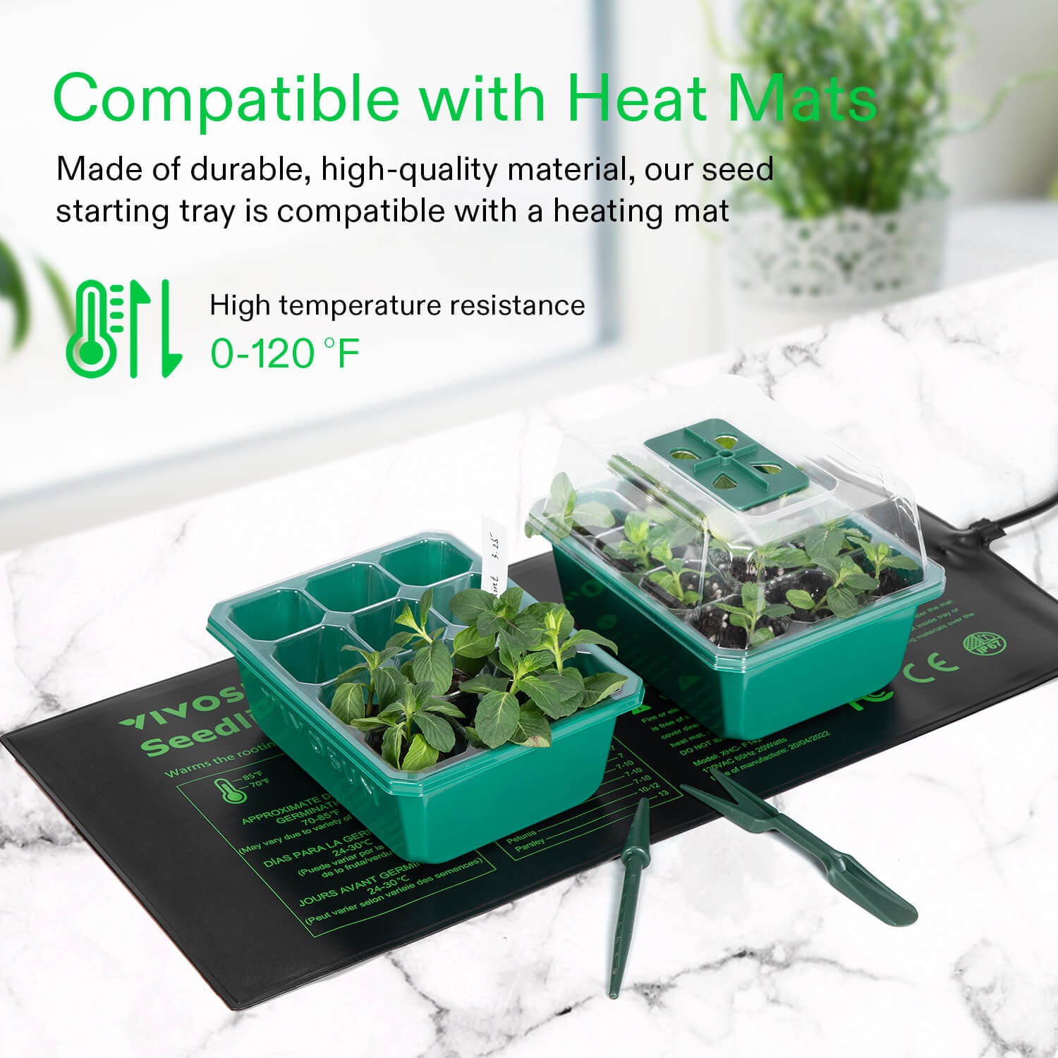Seedling Combo w/ 10"x20.75" Heat Mat and 6-Pack Seed Starter Trays
