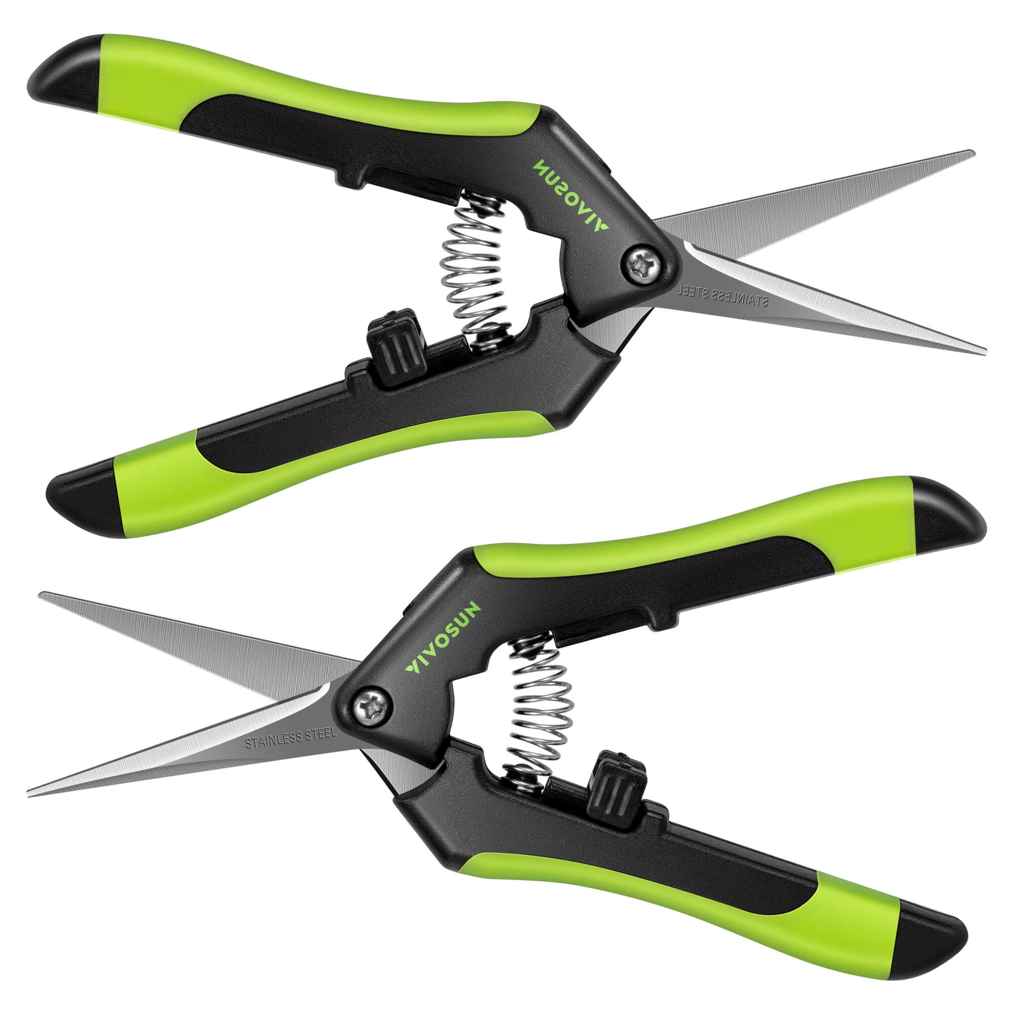 Gardening Hand Pruner Pruning Shear with Straight Stailess Steel Blades, Black-and-Green