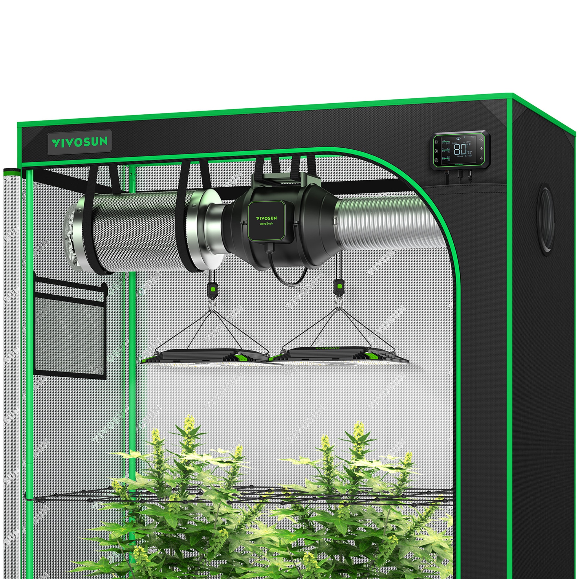 VIVOSUN GIY 4 x 2 ft. Smart Grow Kit with AeroLight 200W, AeroZesh 4'' Air Filtration Kit, 48'' x 24'' x 60''