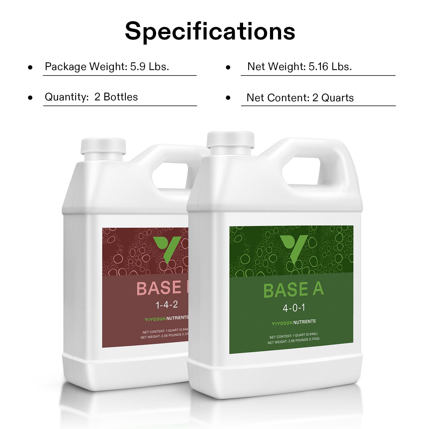VIVOSUN Nutrients Base A & B Bundle, Liquid Fertilizer Supports Vegetative and Flowering Stage