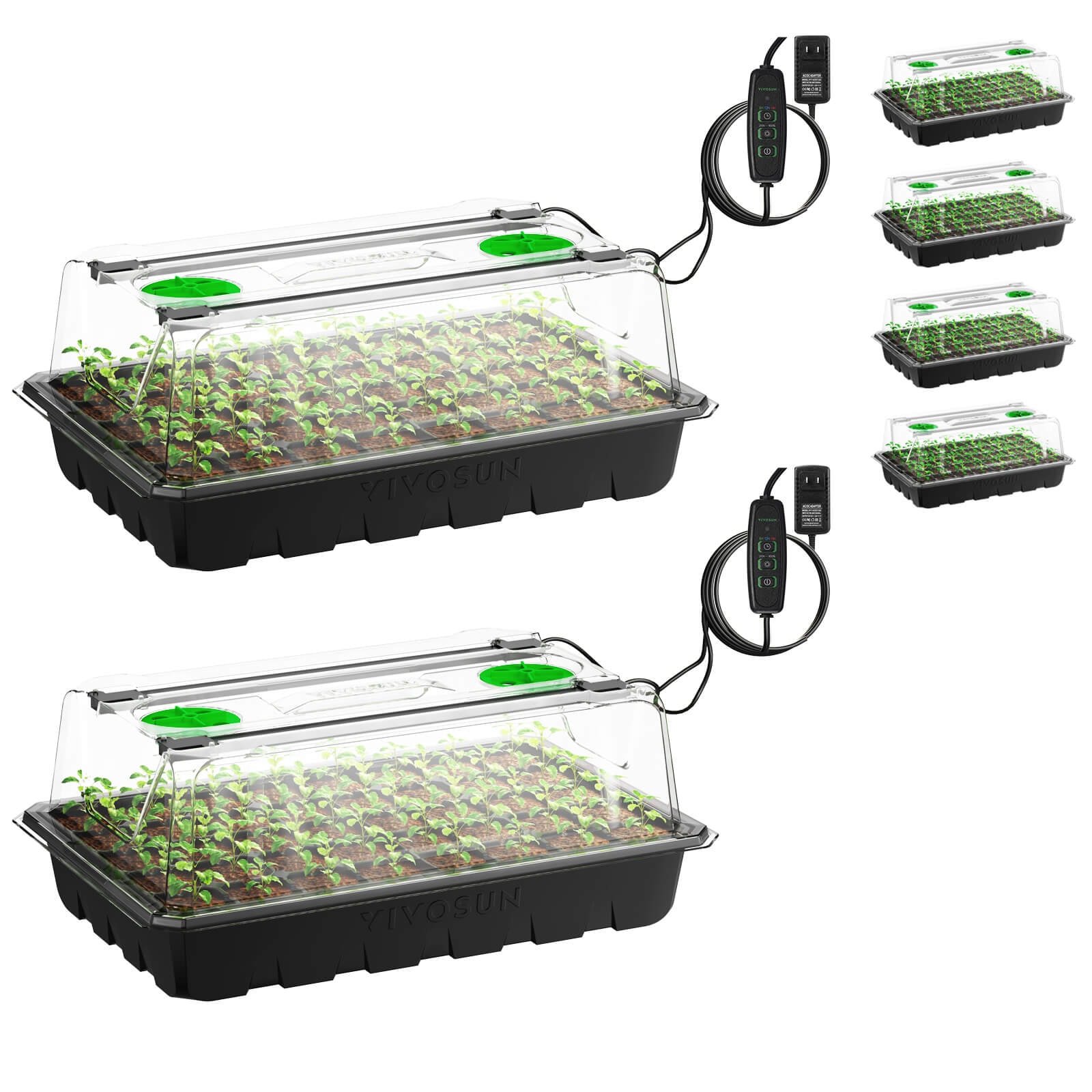 6Pack Seed Starter Trays, 240Cell Seed Starter Kit with 2 Set of LED