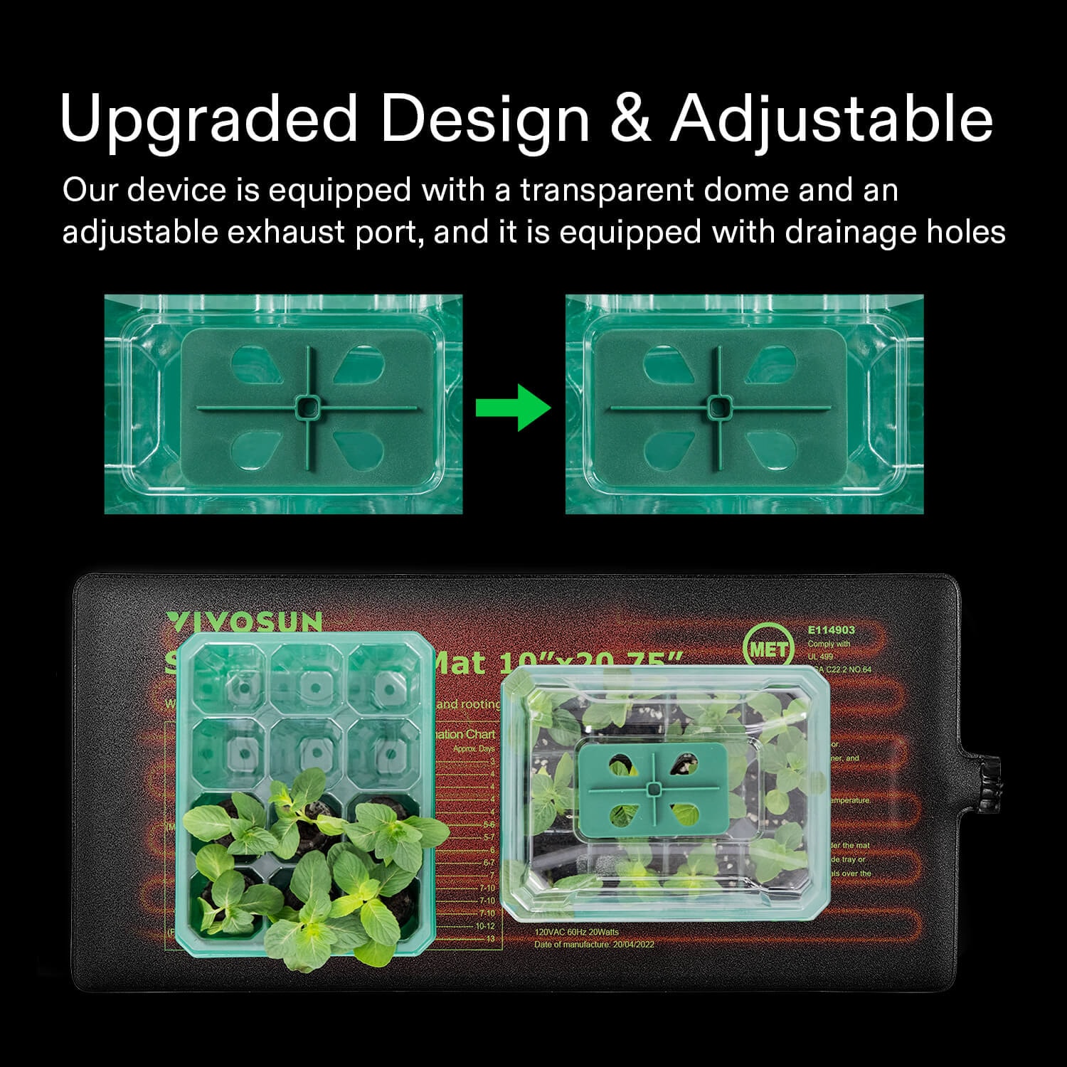 Seedling Combo w/ 10"x20.75" Heat Mat and 6-Pack Seed Starter Trays