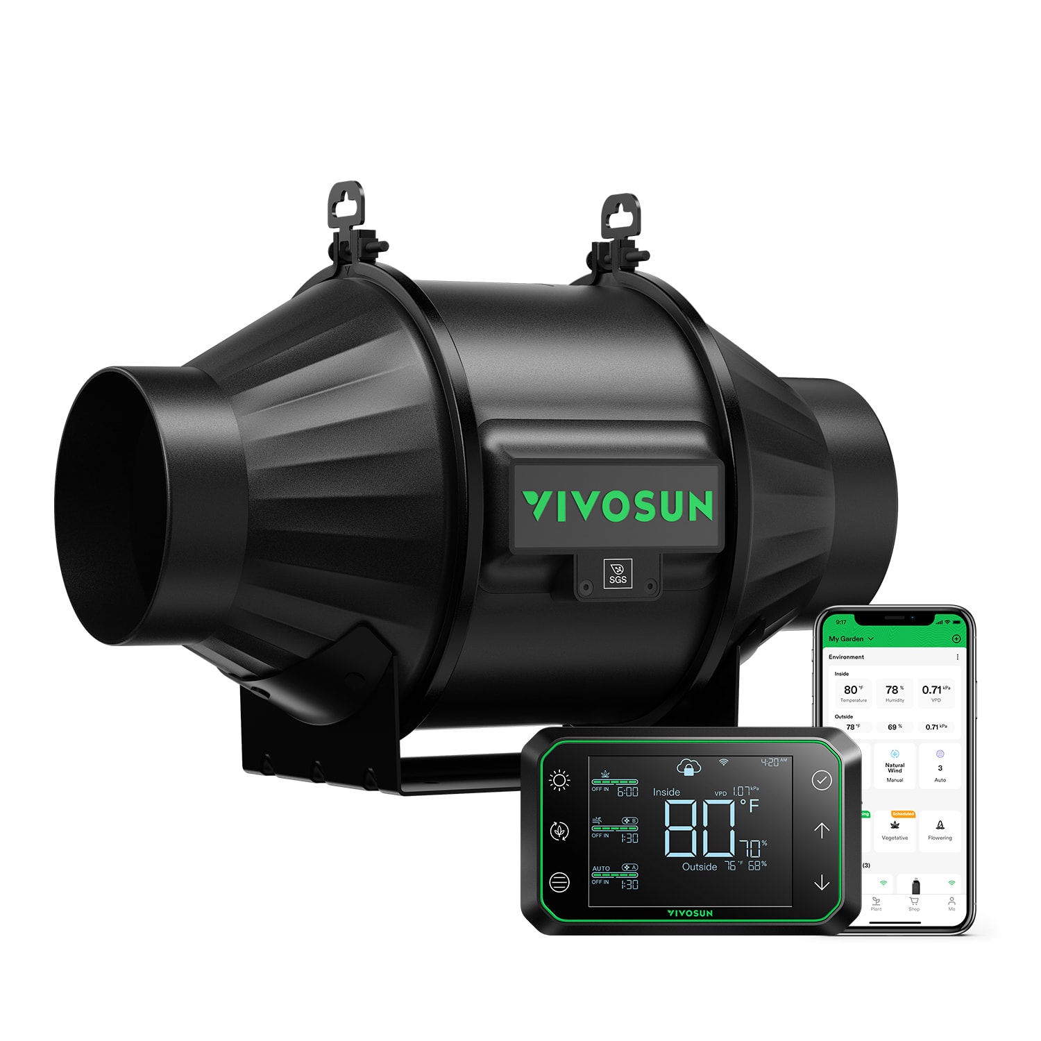 AeroZesh T6 Inline Duct Fan and GrowHub E42A