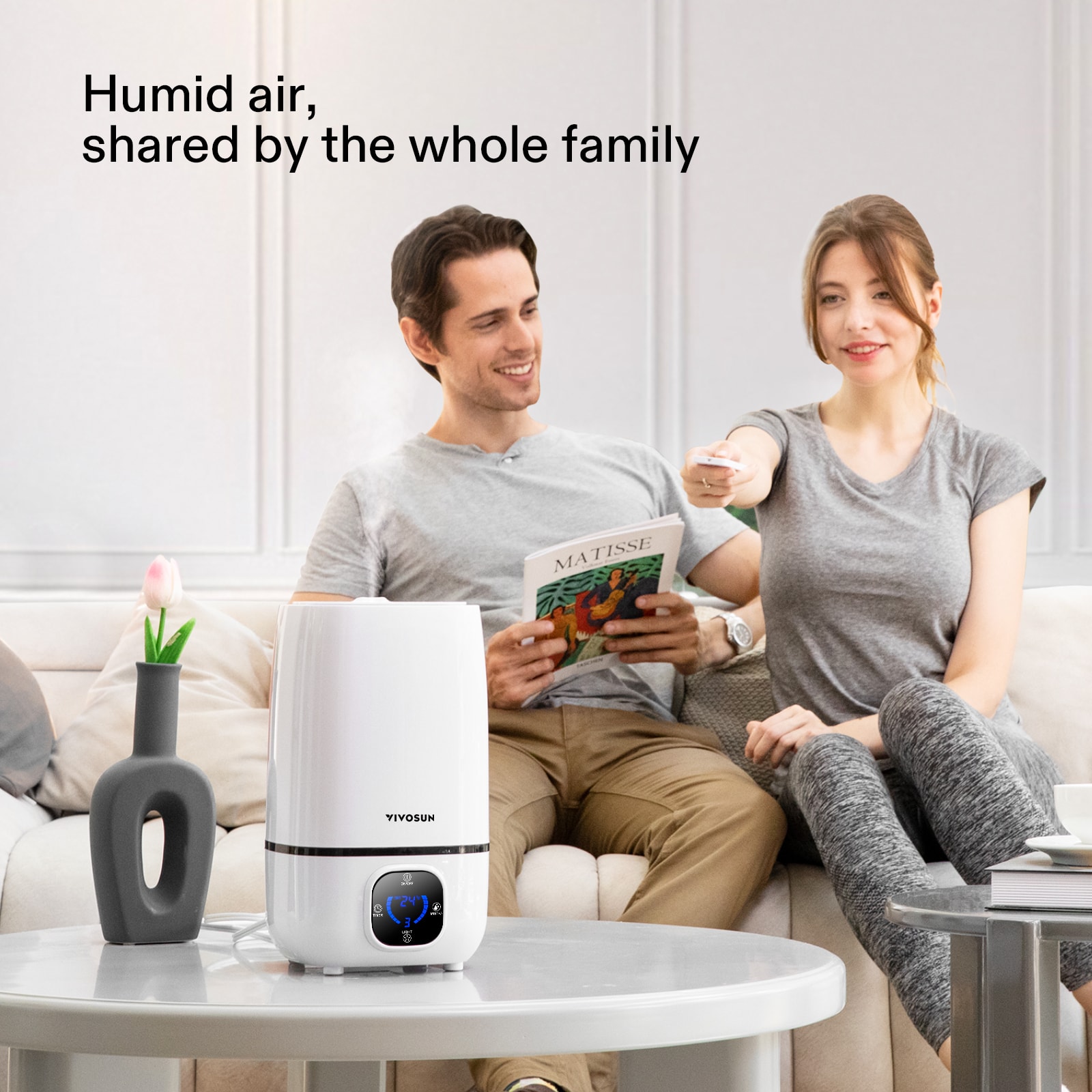 VIVOSUN Air Humidifier 4L Cool Mist Humidifier, Indoor Ultrasonic Humidifier with Essential Oil Box & Remote Control for Bedroom, Plant, Baby, Dry Skin