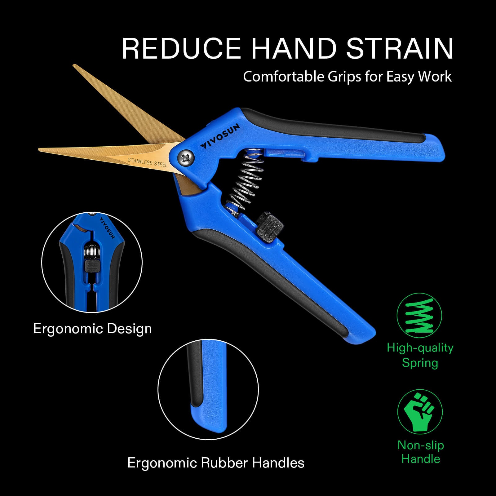 VIVOSUN Gardening Hand Pruner Straight Blades