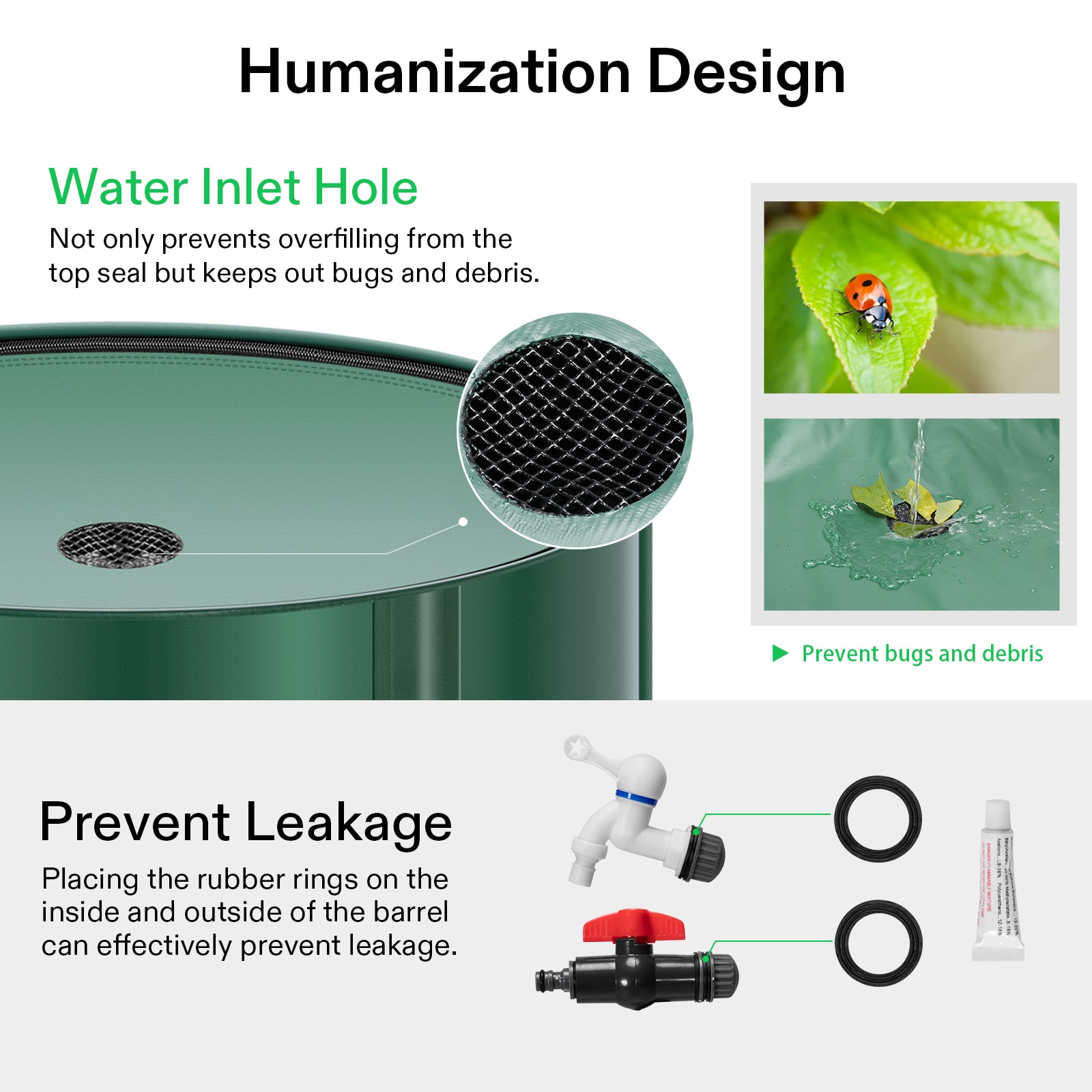 Collapsible Rain Barrel, 132 Gallon, Green